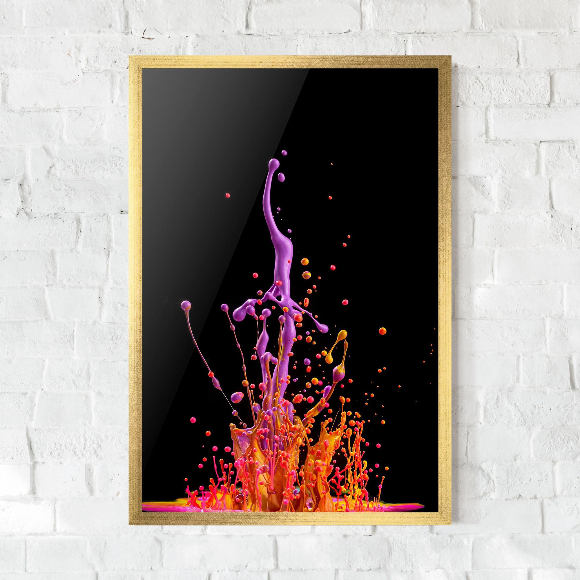 Poster Înrămat Dancing Colored Paint mockup 0