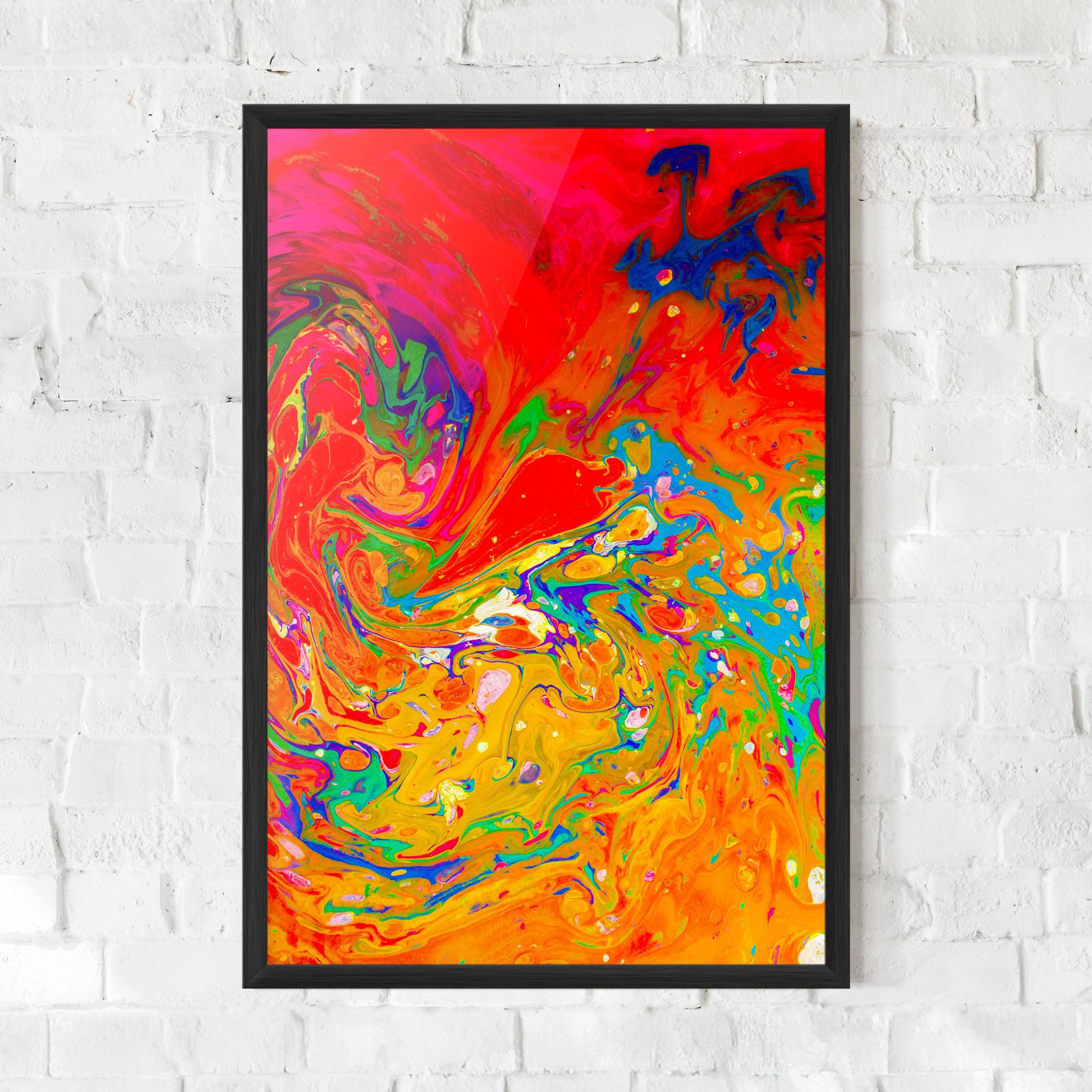 Poster Înrămat Marbling Orange Art mockup 0