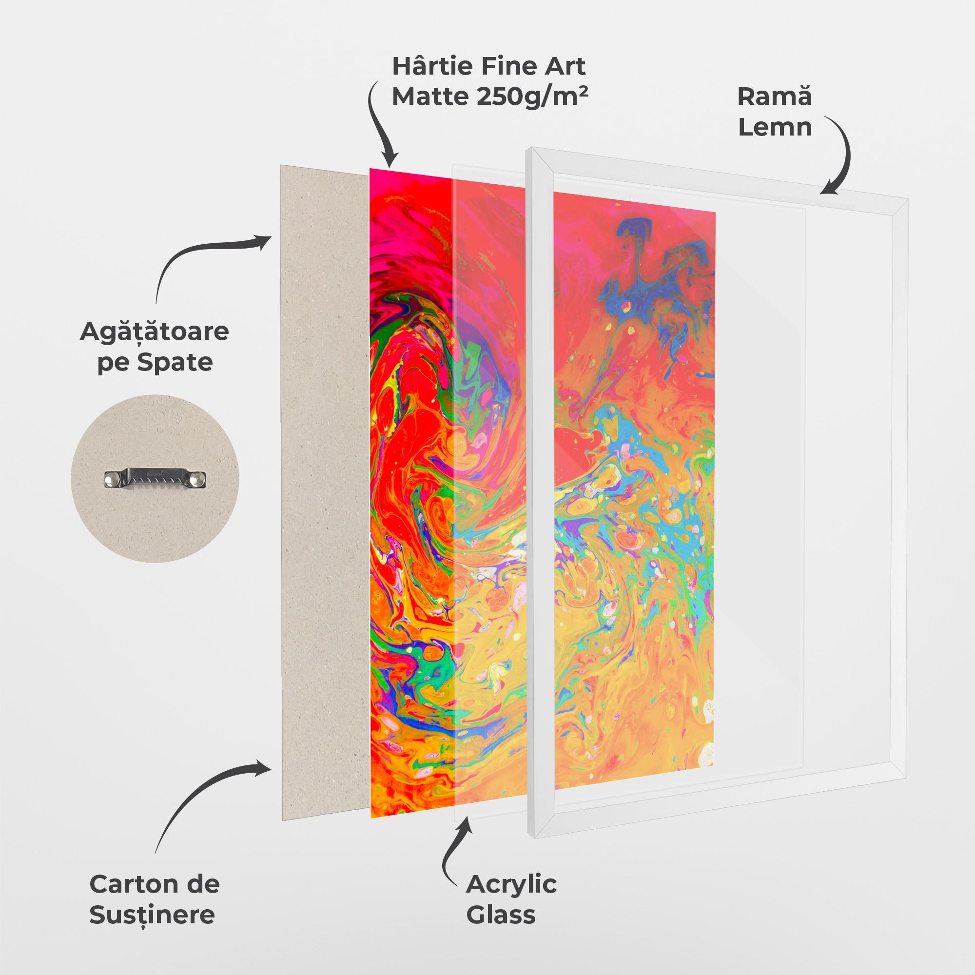 Poster Înrămat Marbling Orange Art mockup 1