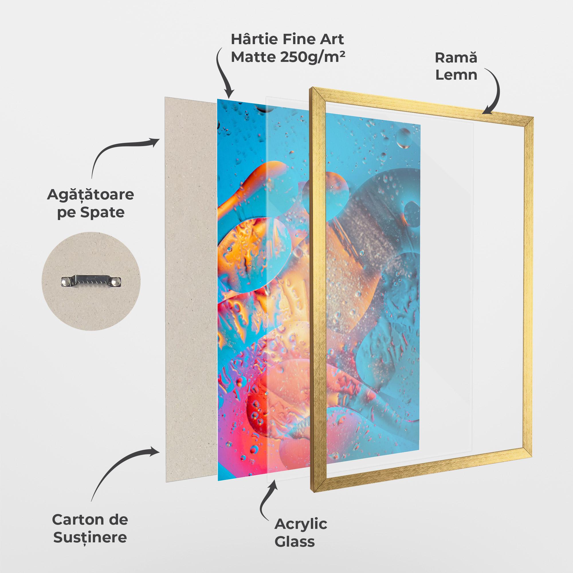 Poster Înrămat Blue Orange Drops mockup 1