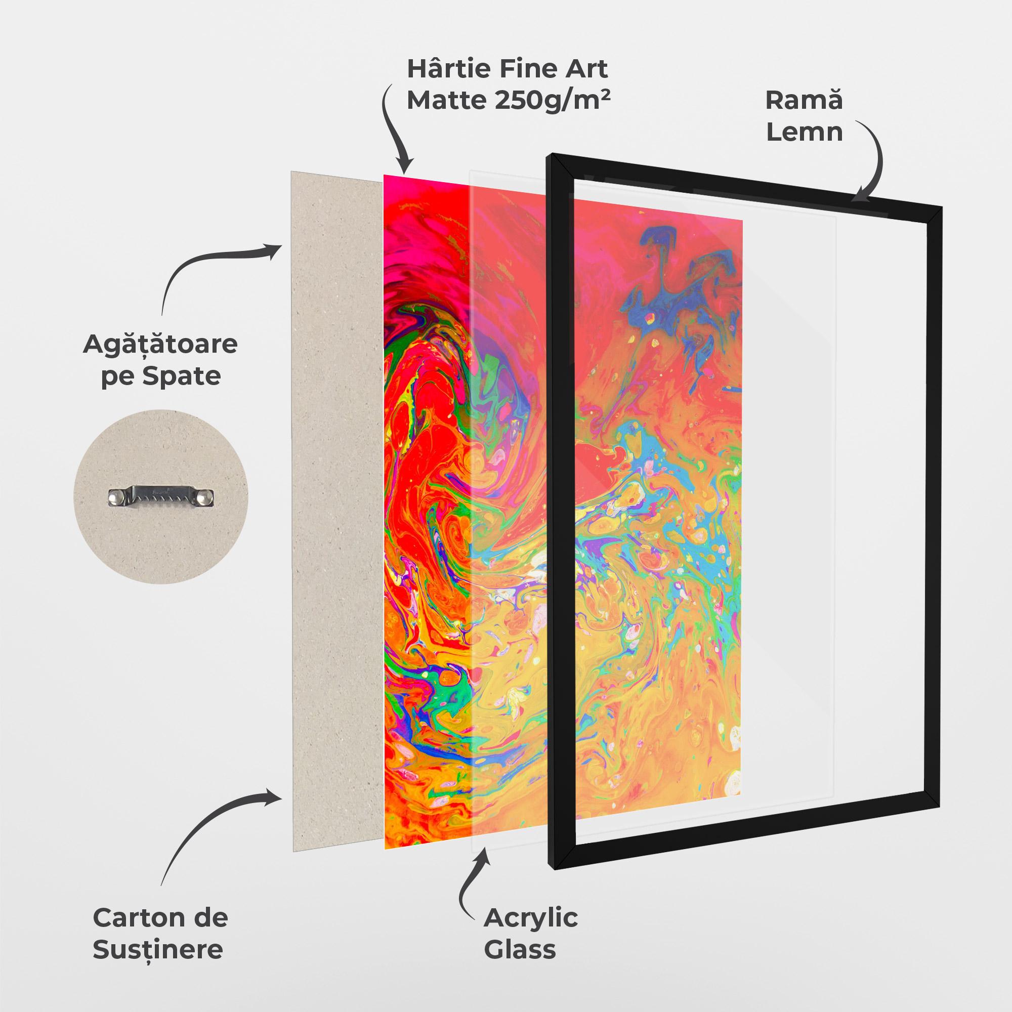 Poster Înrămat Marbling Orange Art mockup 1