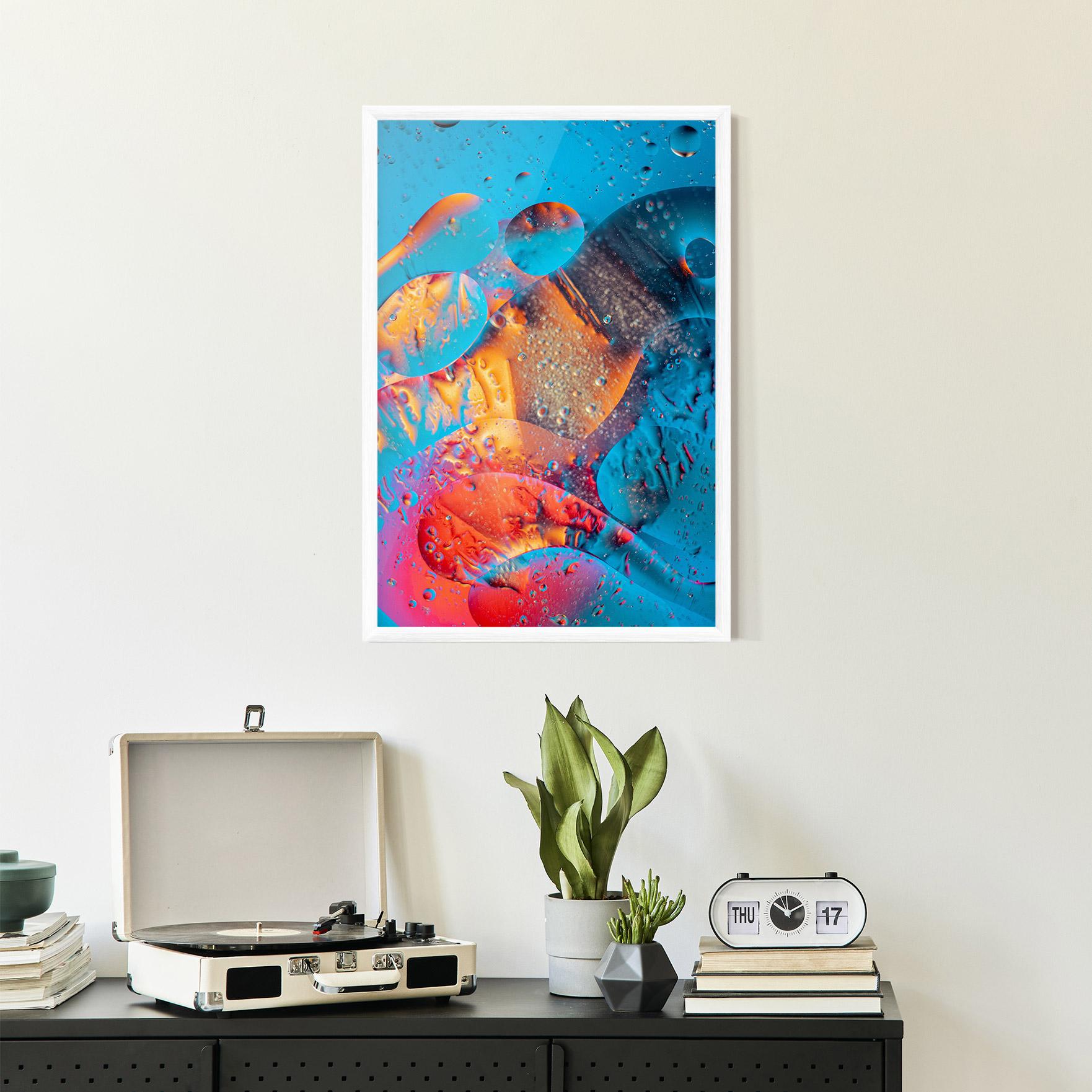 Poster Înrămat Blue Orange Drops mockup 2