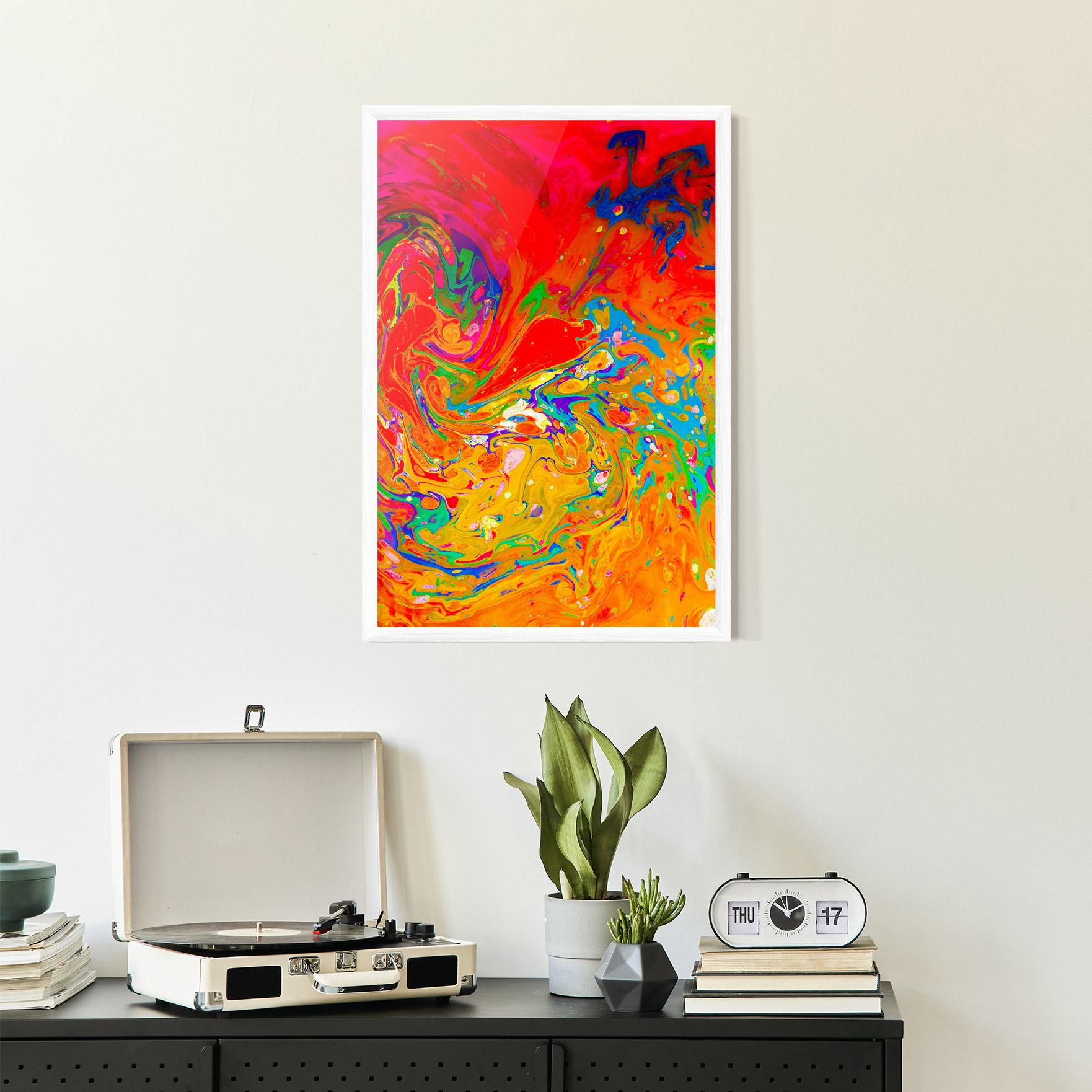 Poster Înrămat Marbling Orange Art mockup 2