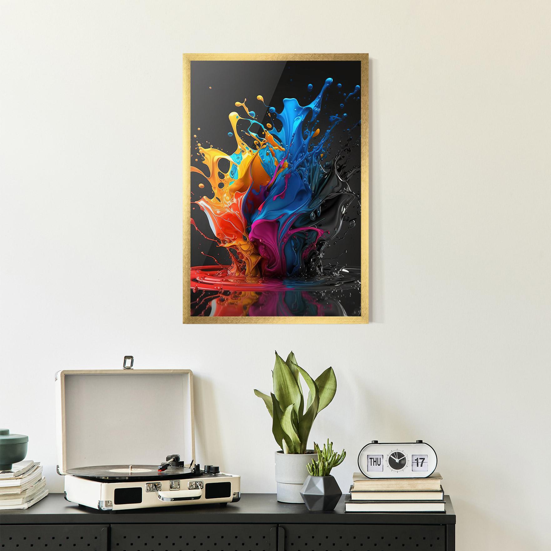 Poster Înrămat Black Blue Splash mockup 2