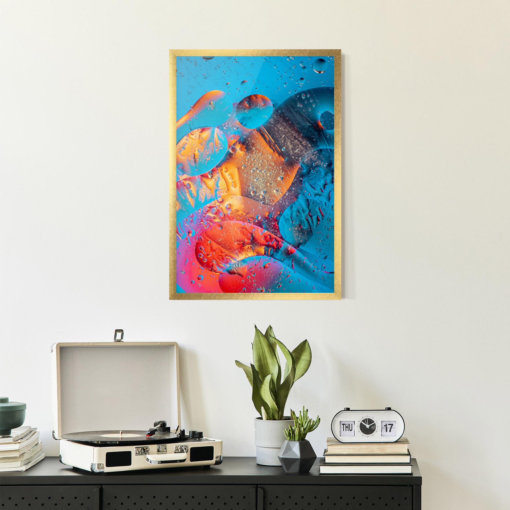 Poster Înrămat Blue Orange Drops mockup 2