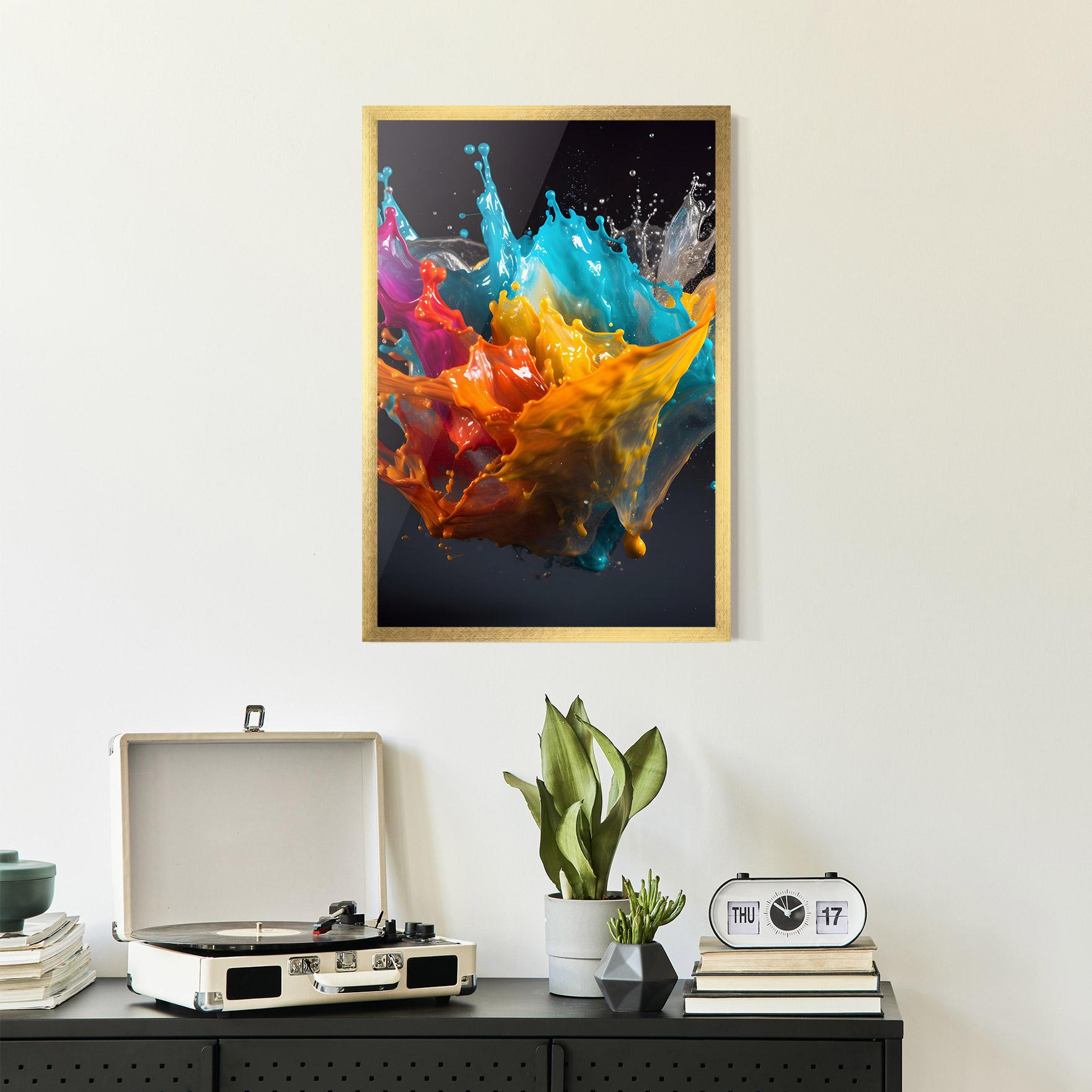 Poster Înrămat Colorful Splash Floating mockup 2