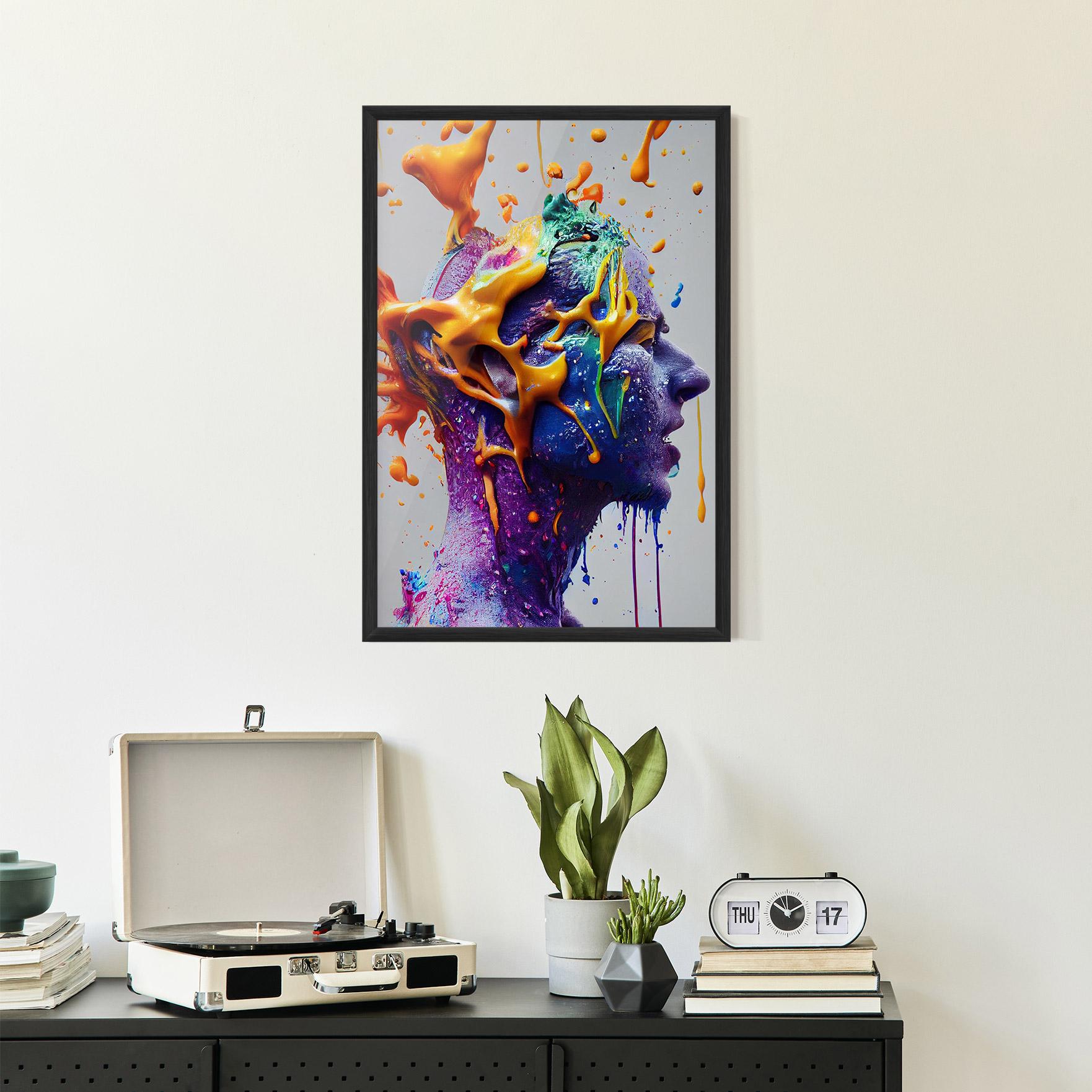 Poster Înrămat Abstract Purple Face mockup 2