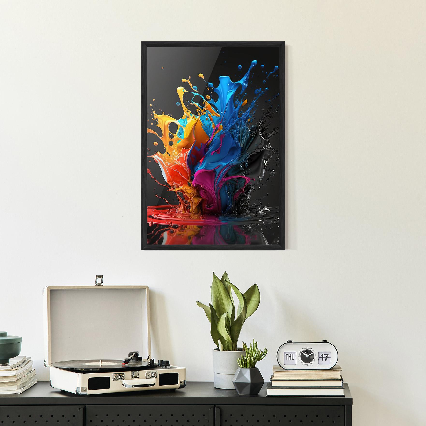 Poster Înrămat Black Blue Splash mockup 2