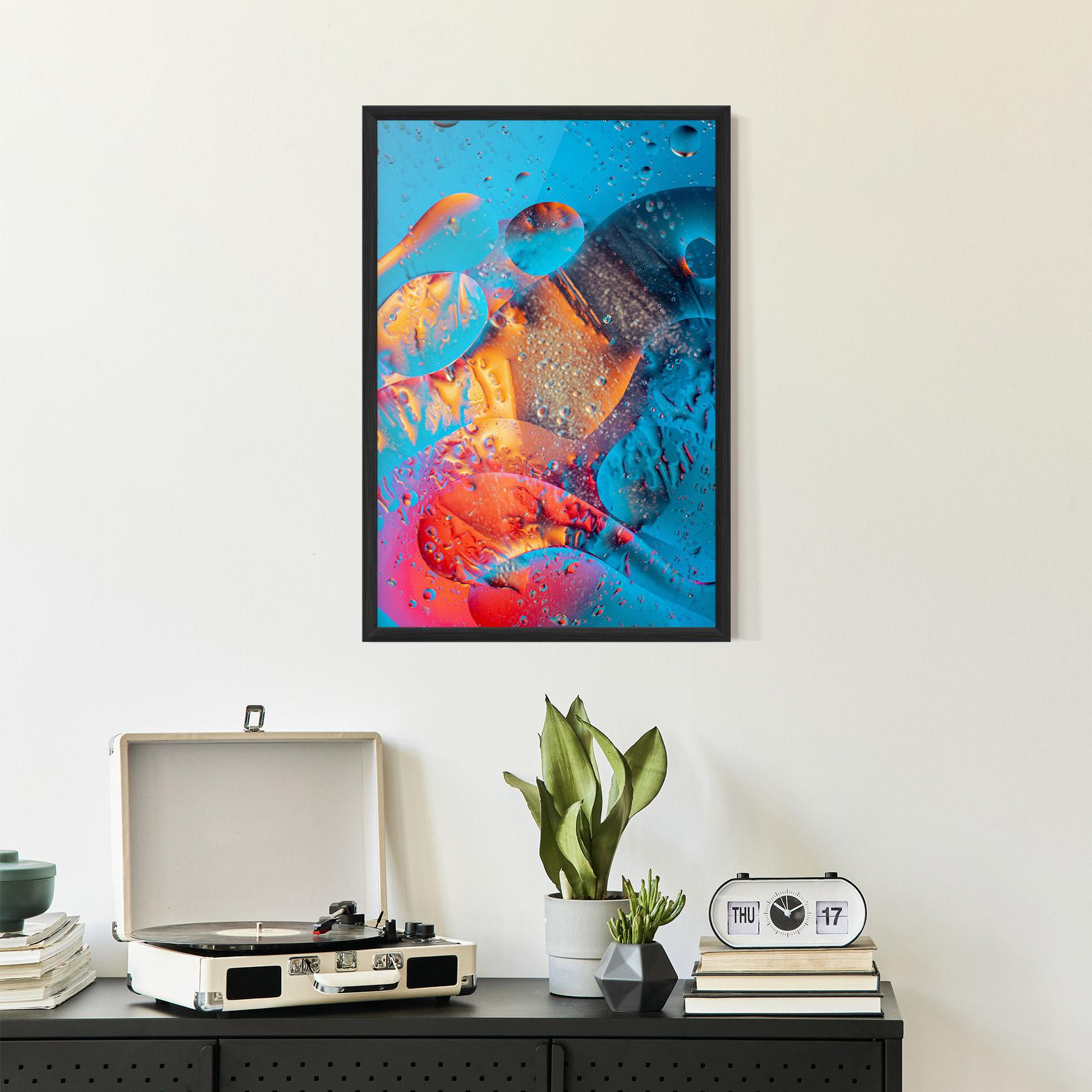 Poster Înrămat Blue Orange Drops mockup 2