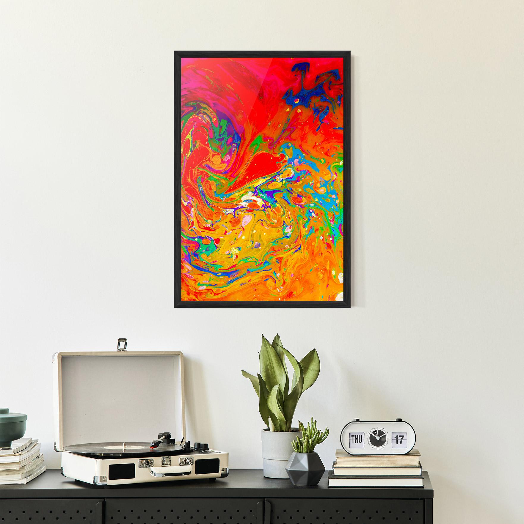 Poster Înrămat Marbling Orange Art mockup 2