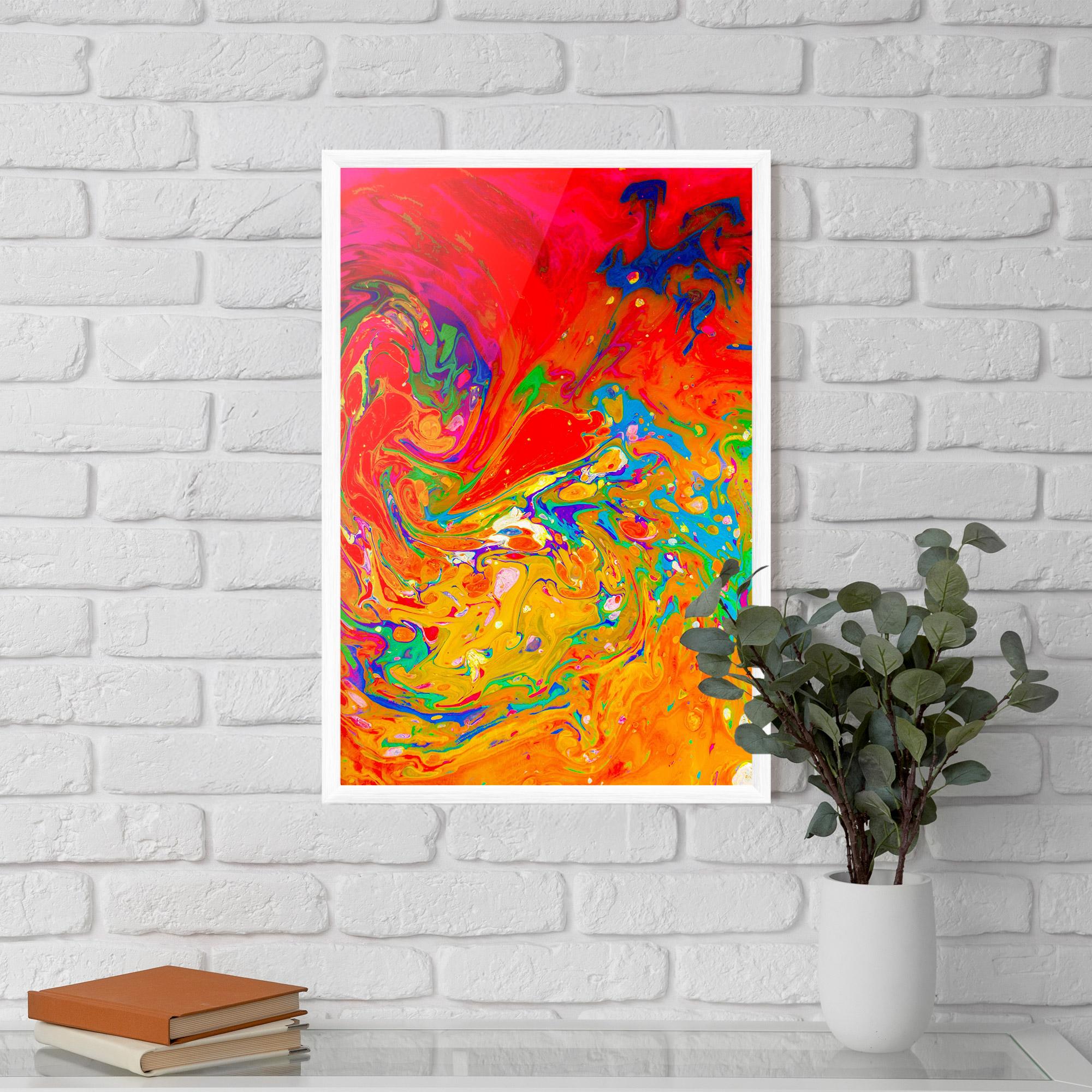 Poster Înrămat Marbling Orange Art mockup 5