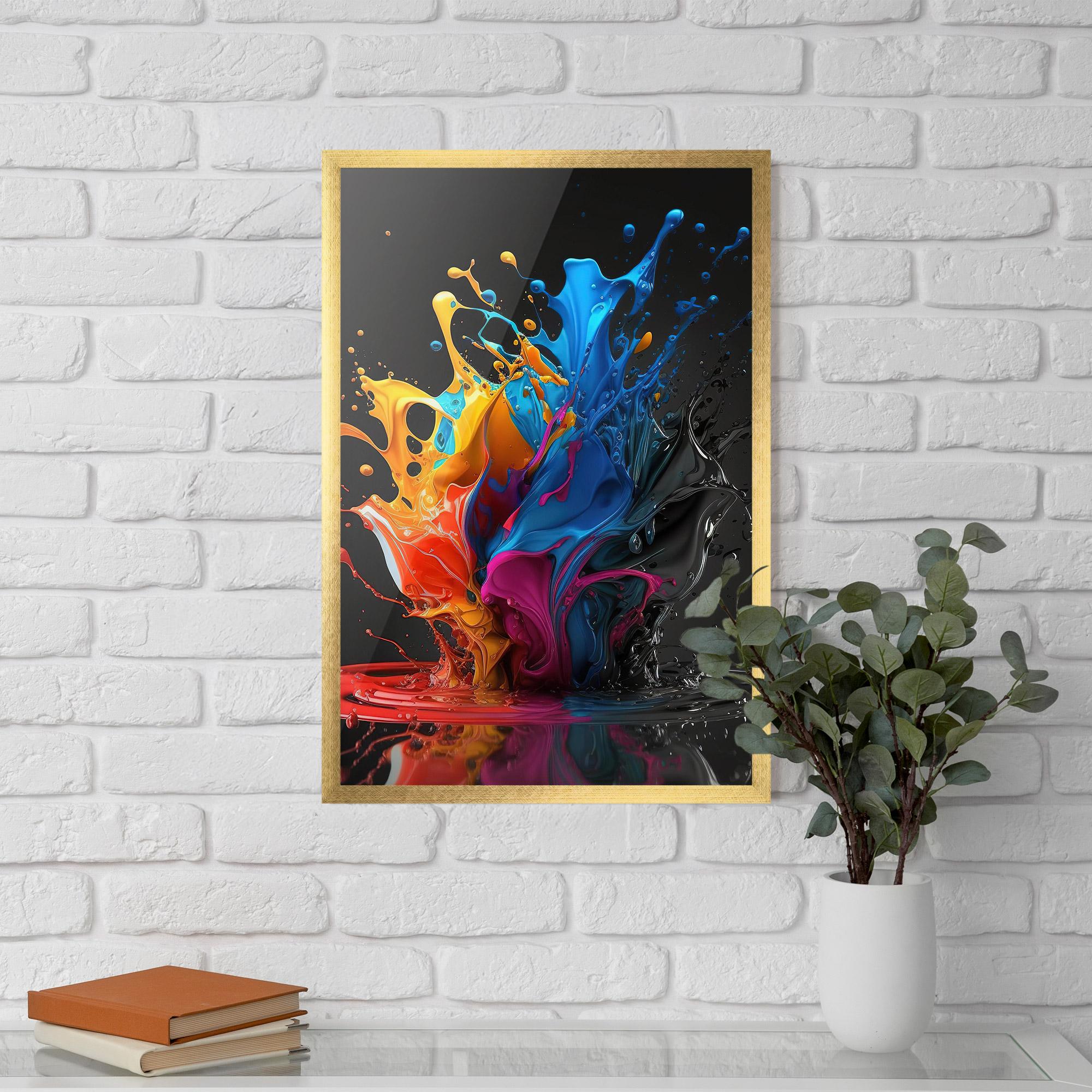 Poster Înrămat Black Blue Splash mockup 5