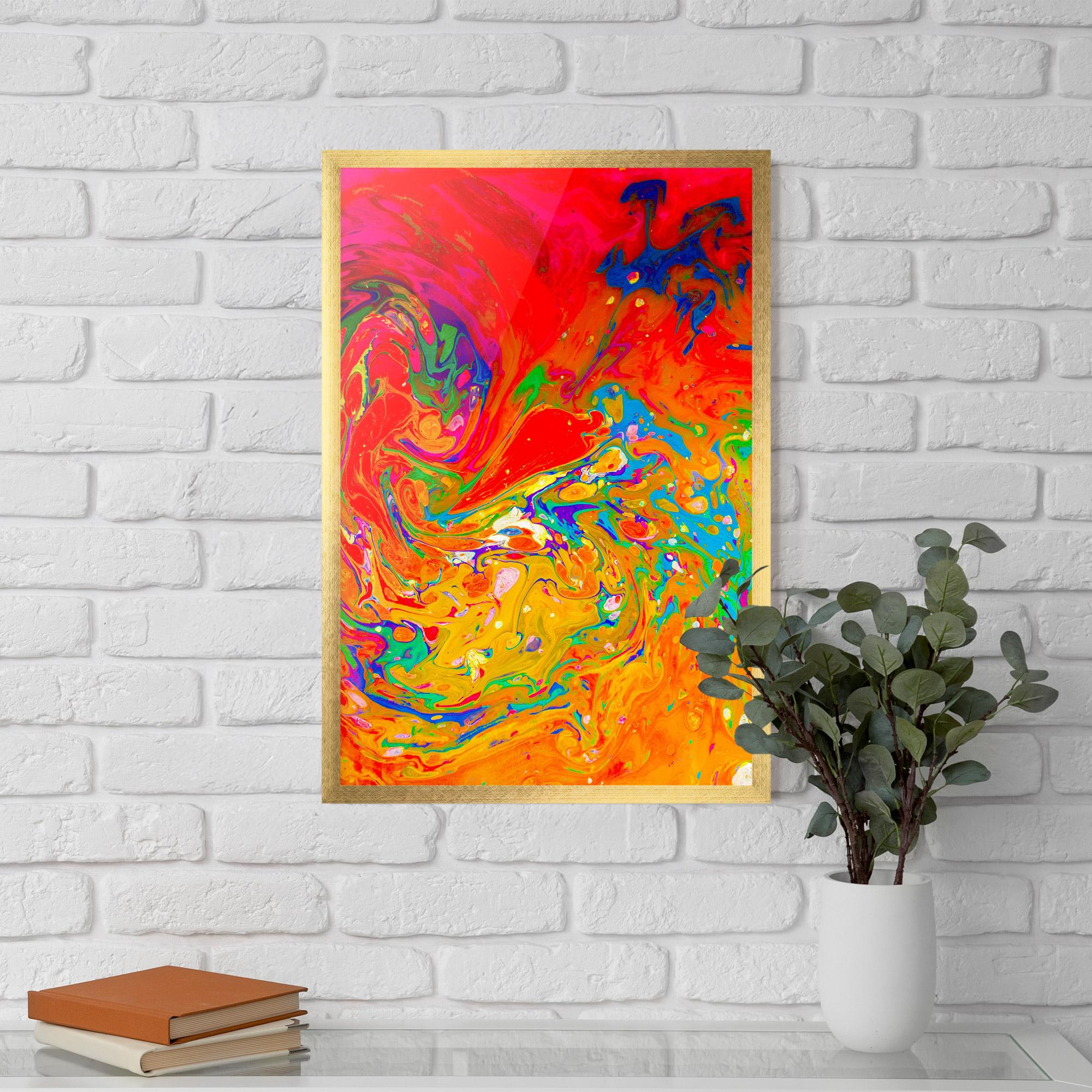 Poster Înrămat Marbling Orange Art mockup 5