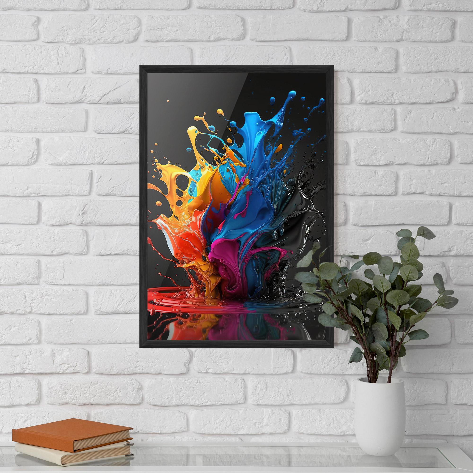 Poster Înrămat Black Blue Splash mockup 5