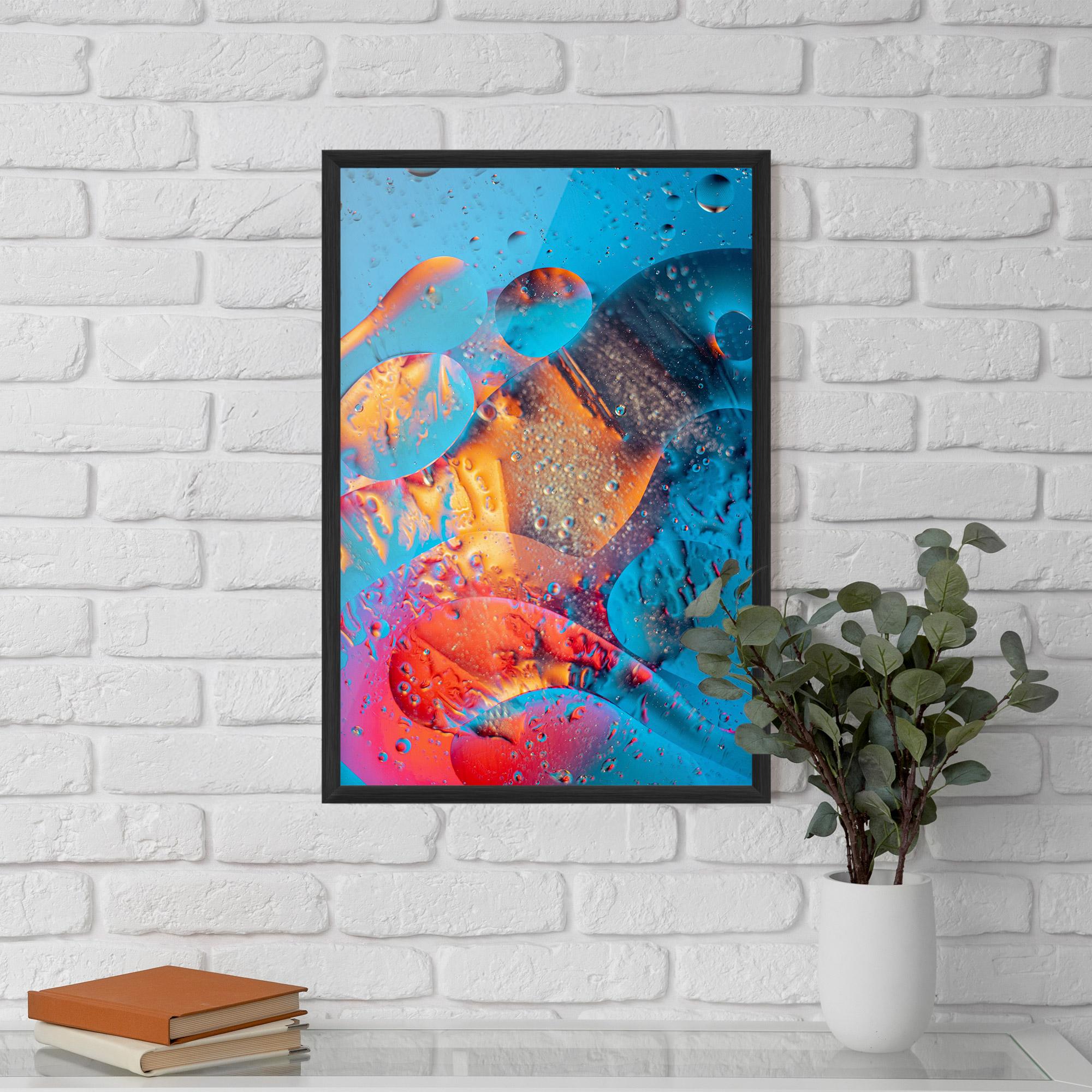 Poster Înrămat Blue Orange Drops mockup 5