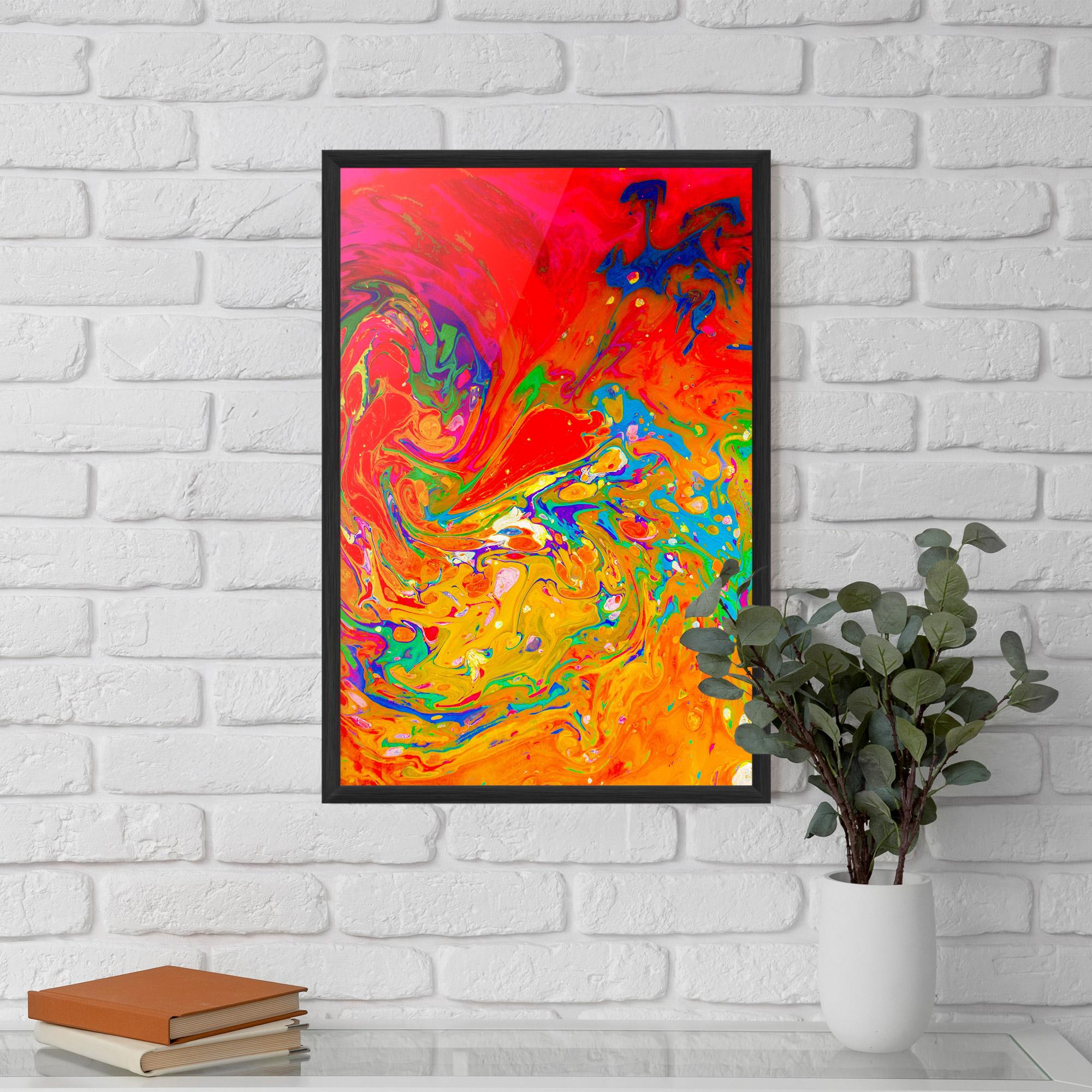 Poster Înrămat Marbling Orange Art mockup 5