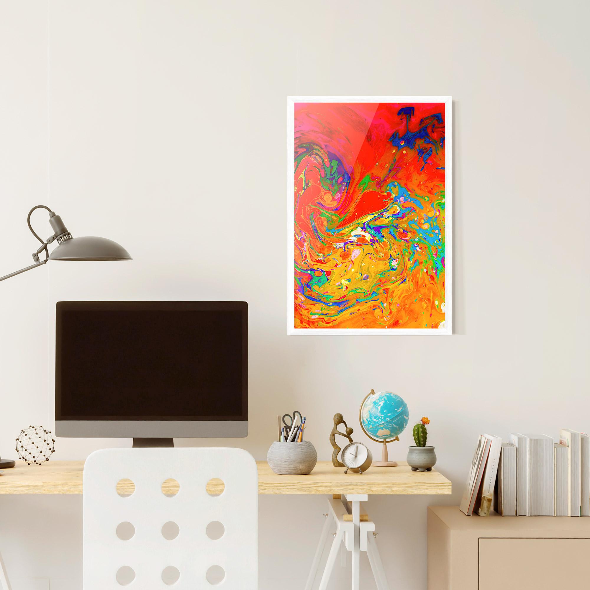 Poster Înrămat Marbling Orange Art mockup 6