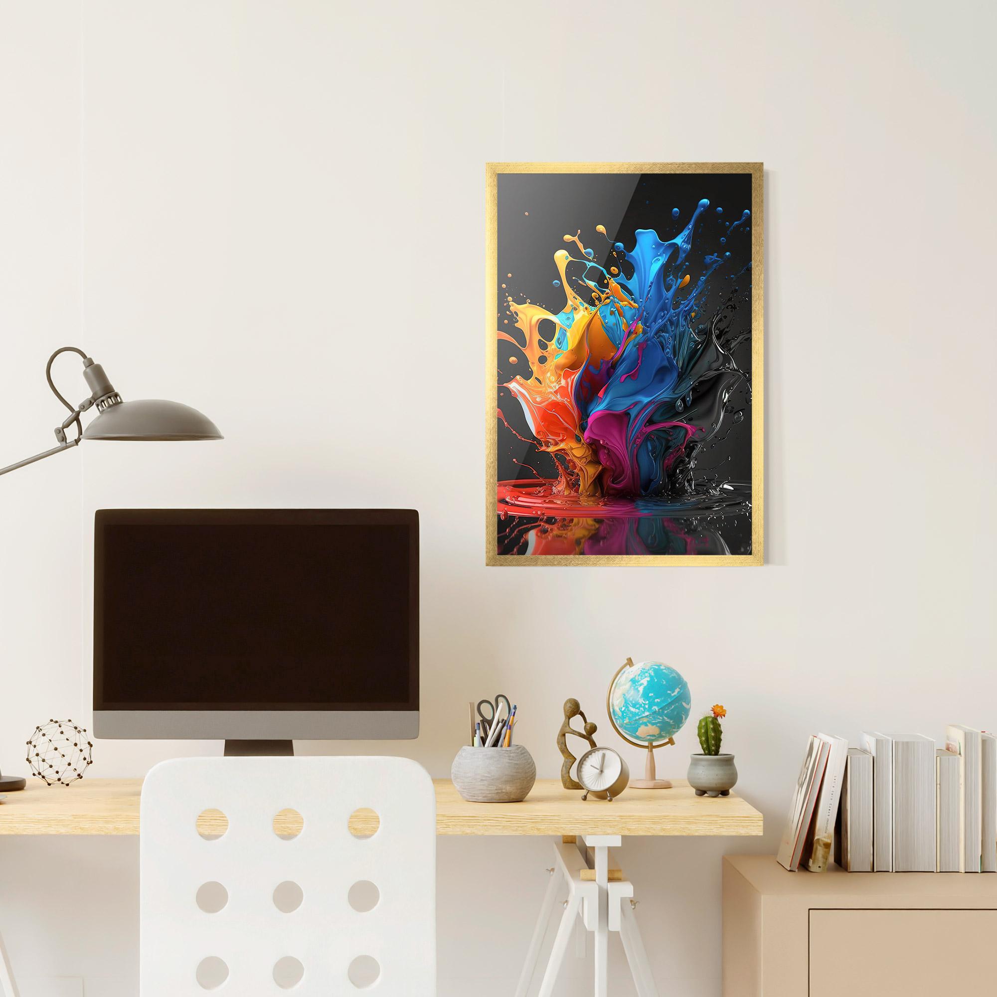 Poster Înrămat Black Blue Splash mockup 6