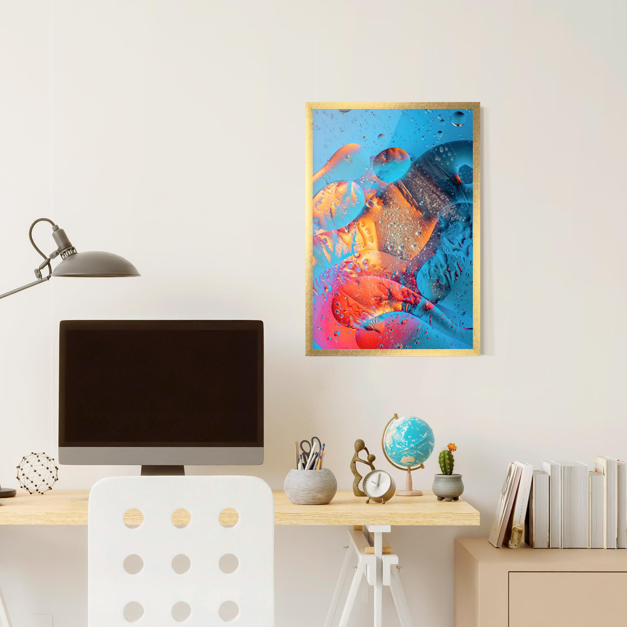 Poster Înrămat Blue Orange Drops mockup 6