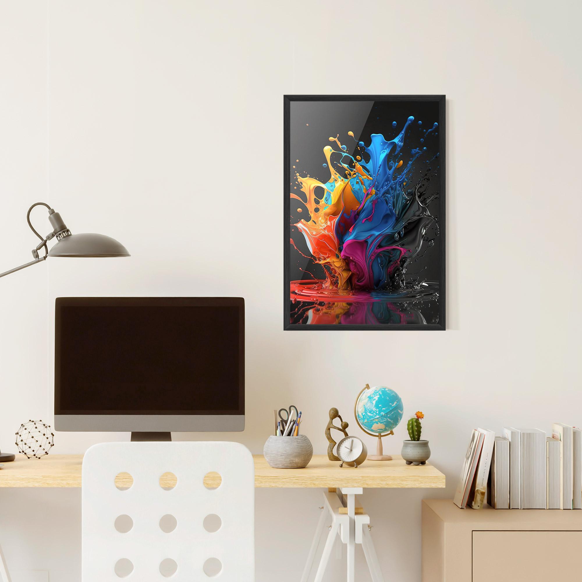 Poster Înrămat Black Blue Splash mockup 6