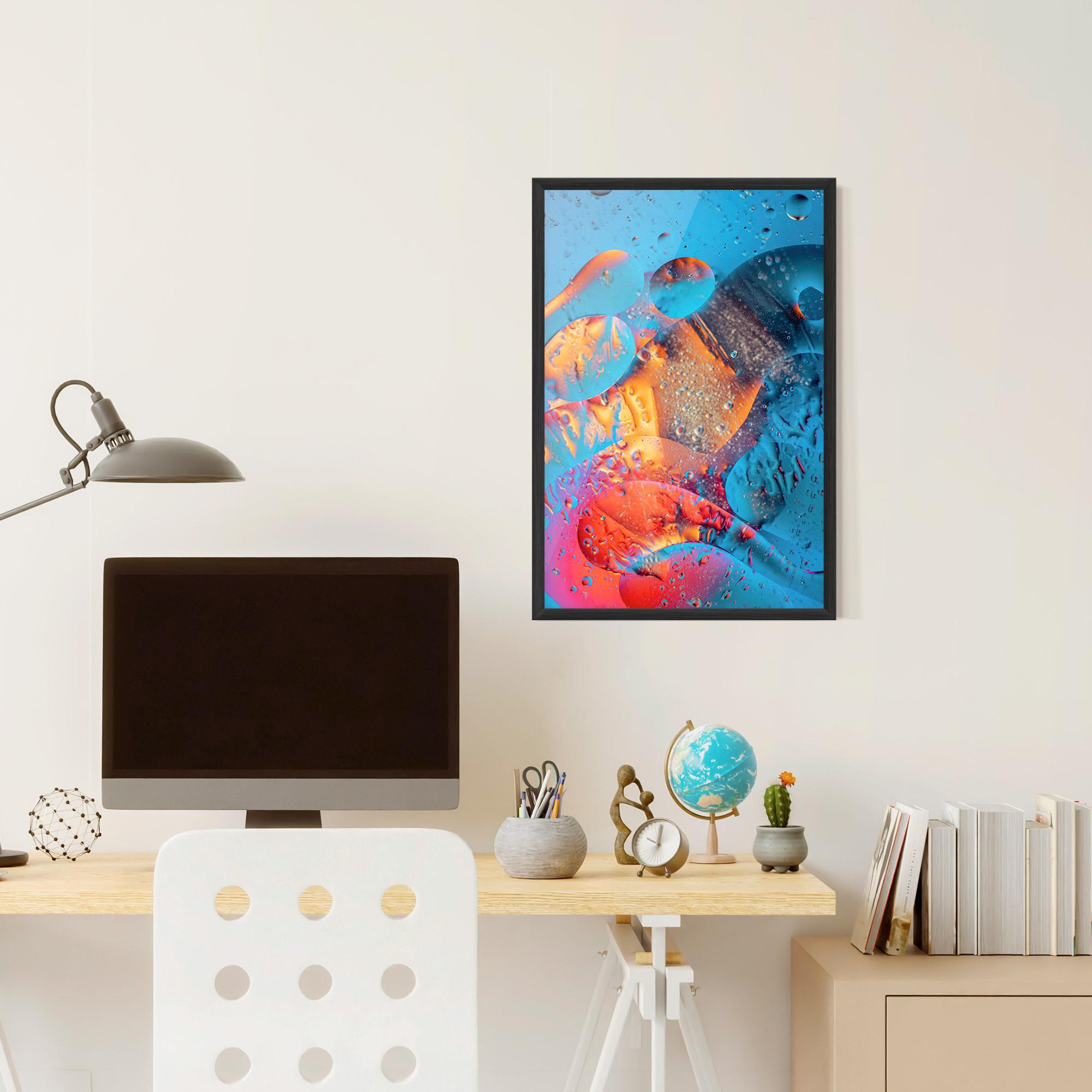 Poster Înrămat Blue Orange Drops mockup 6