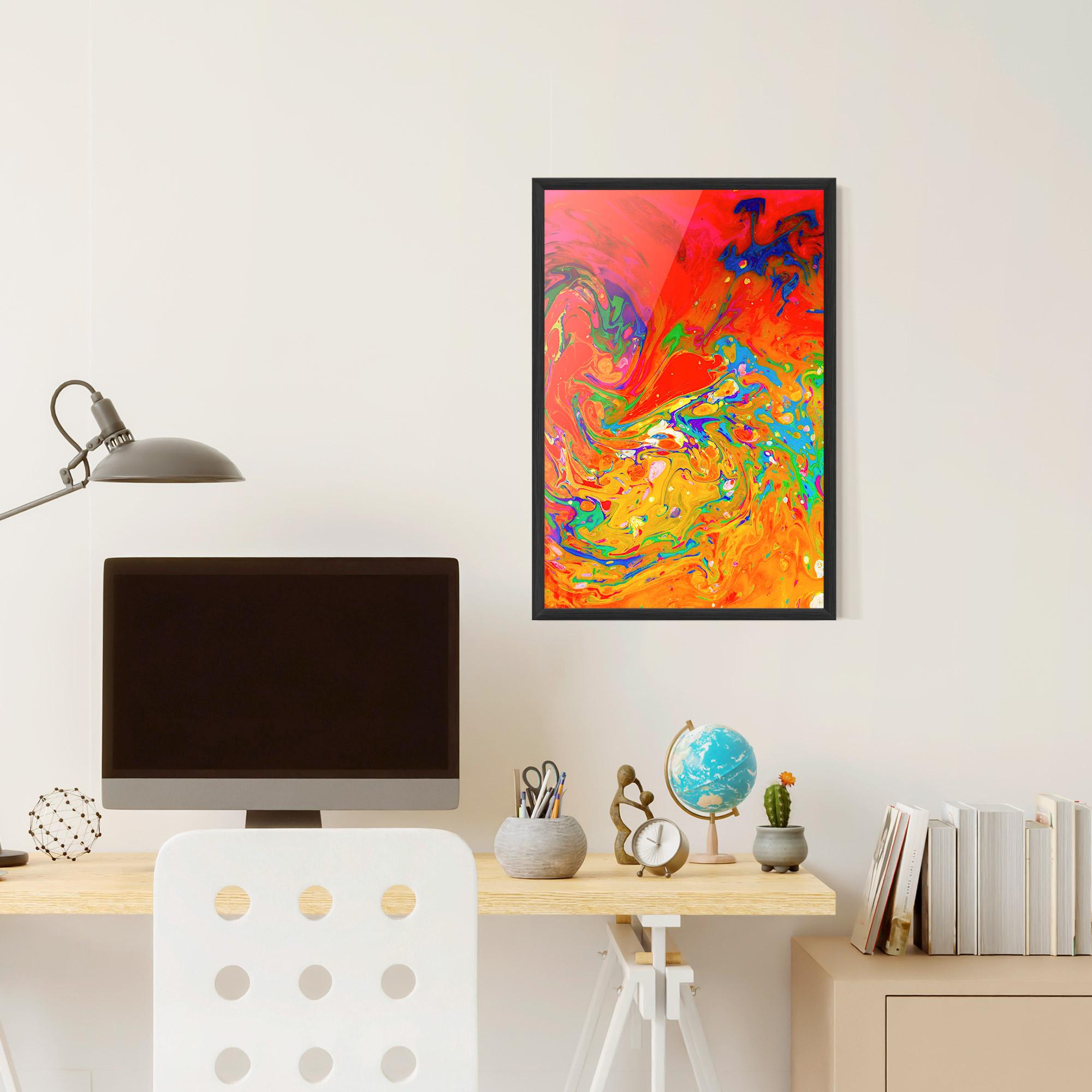 Poster Înrămat Marbling Orange Art mockup 6