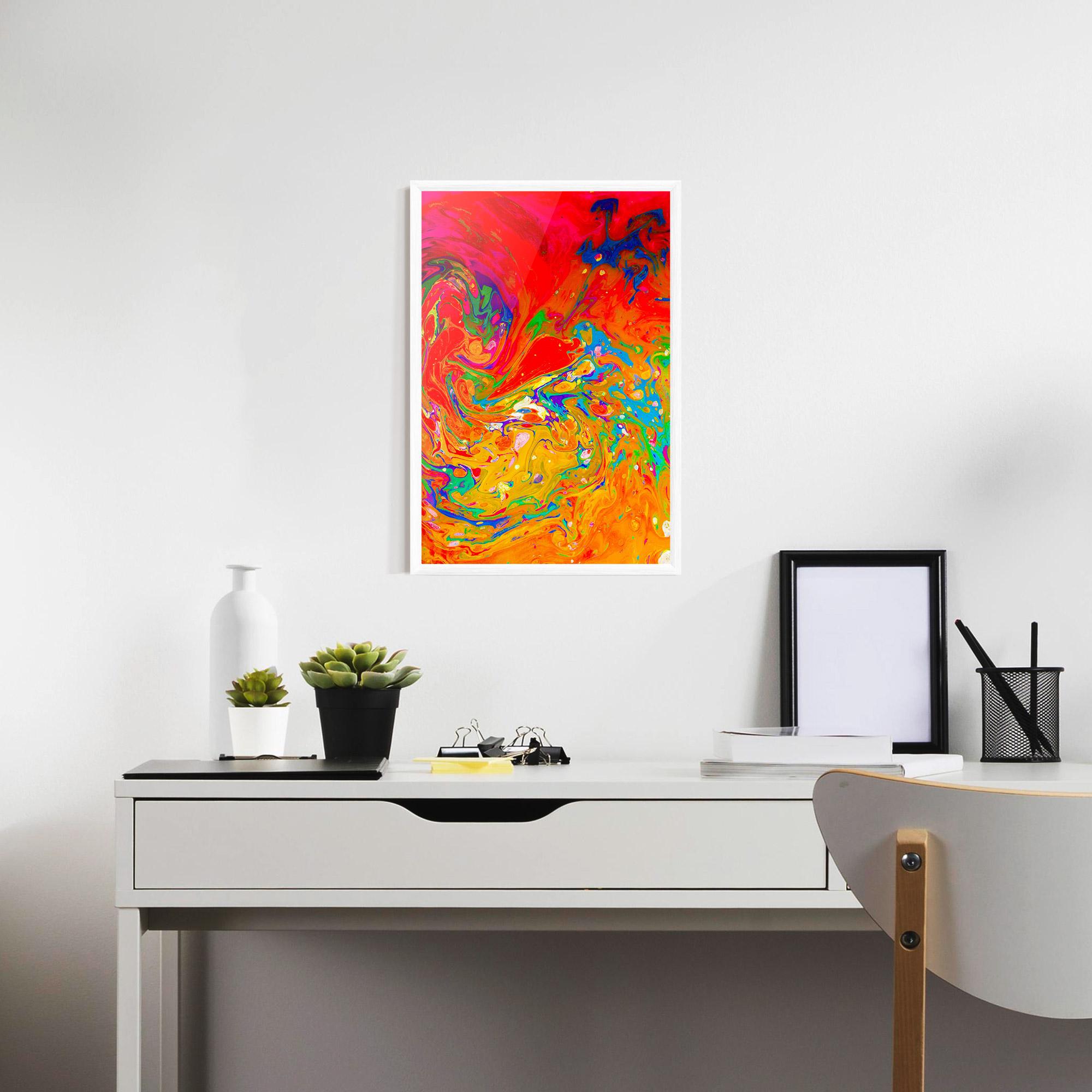 Poster Înrămat Marbling Orange Art mockup 7