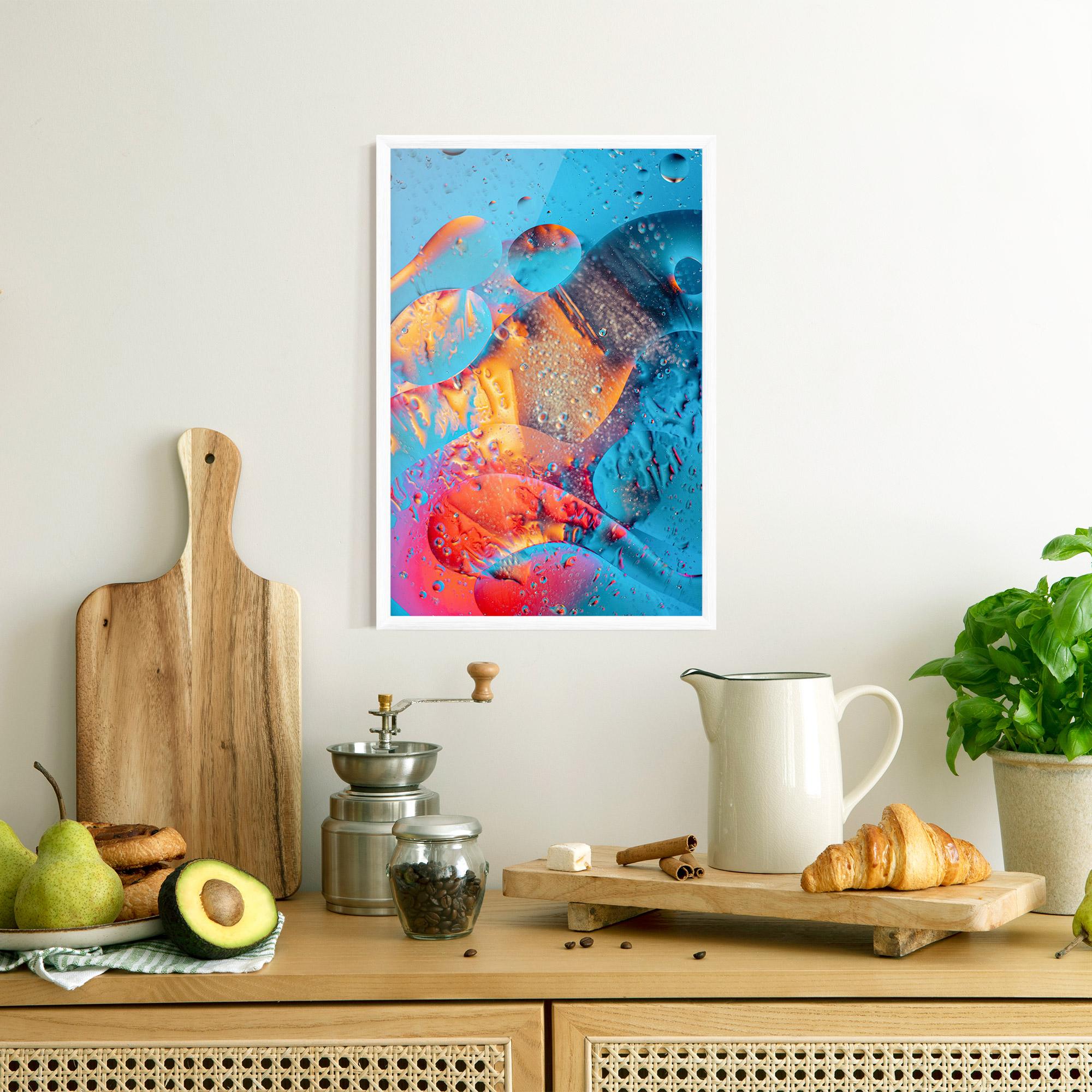 Poster Înrămat Blue Orange Drops mockup 8