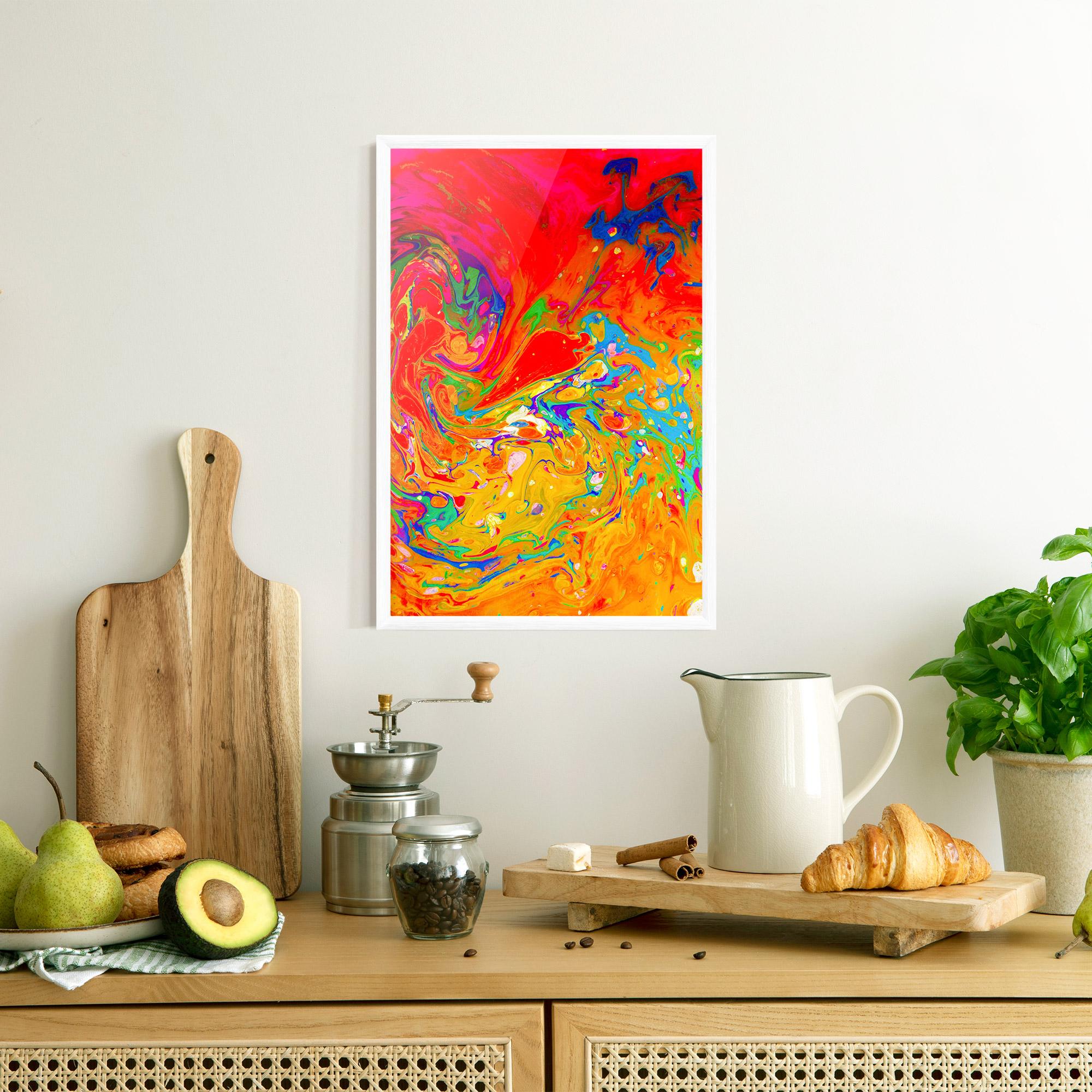 Poster Înrămat Marbling Orange Art mockup 8