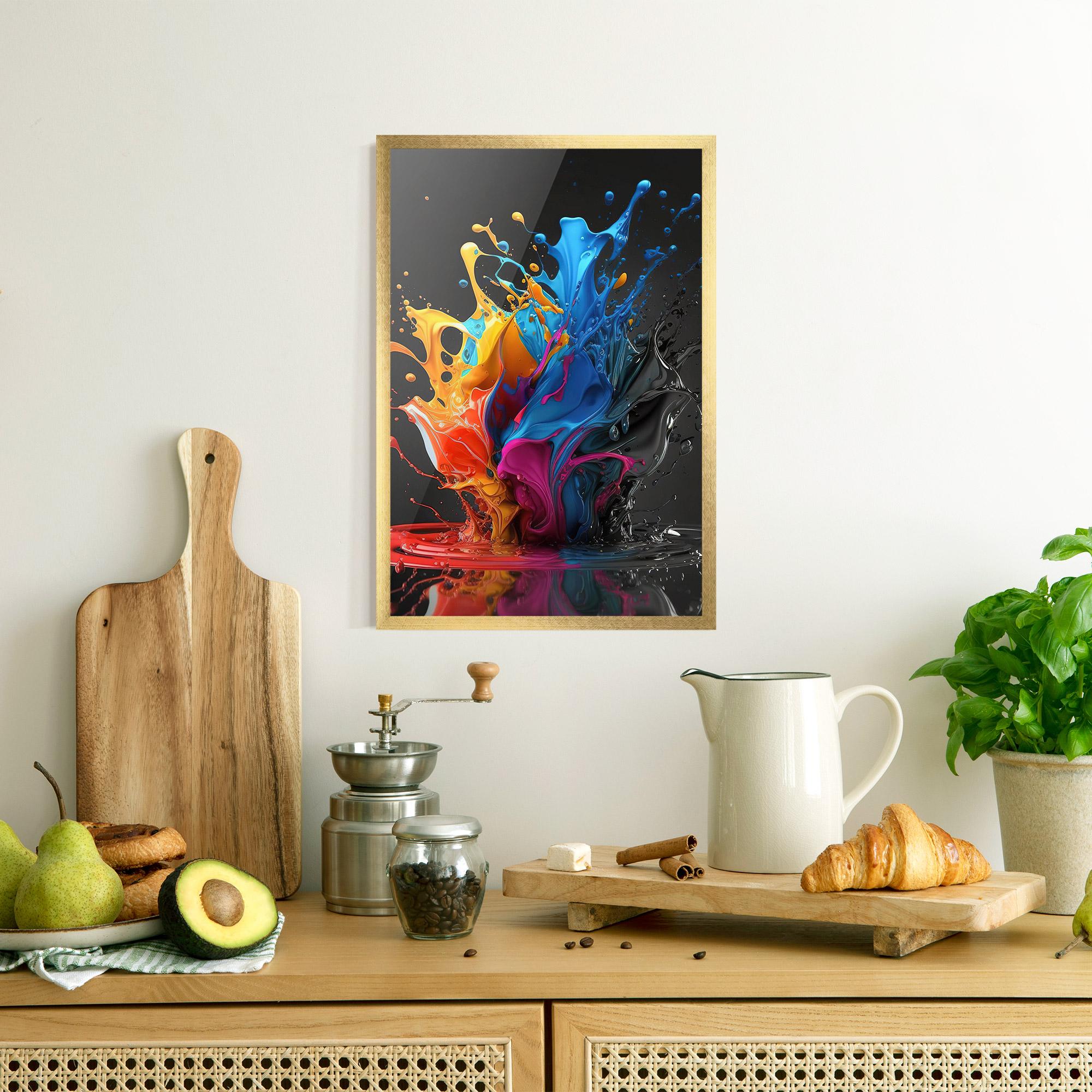 Poster Înrămat Black Blue Splash mockup 8