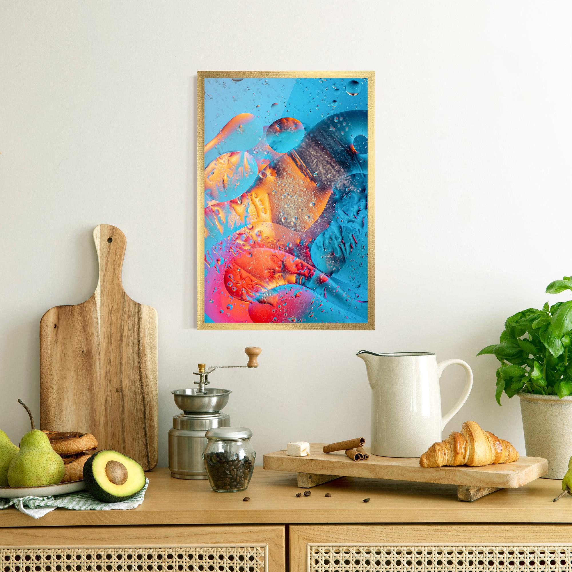 Poster Înrămat Blue Orange Drops mockup 8