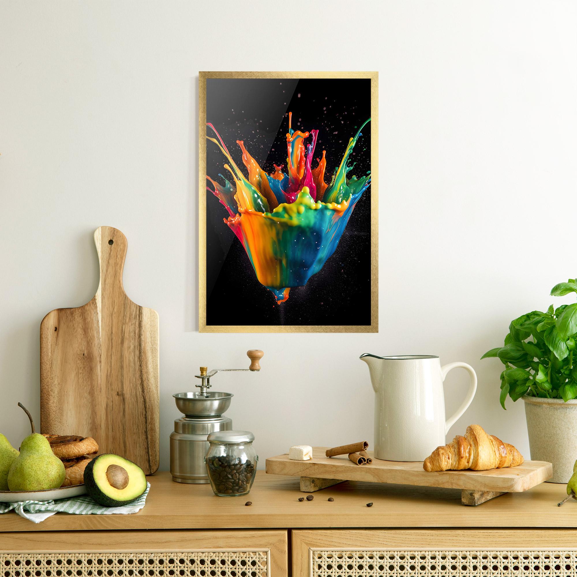 Poster Înrămat Colorful Paint Dropped mockup 8