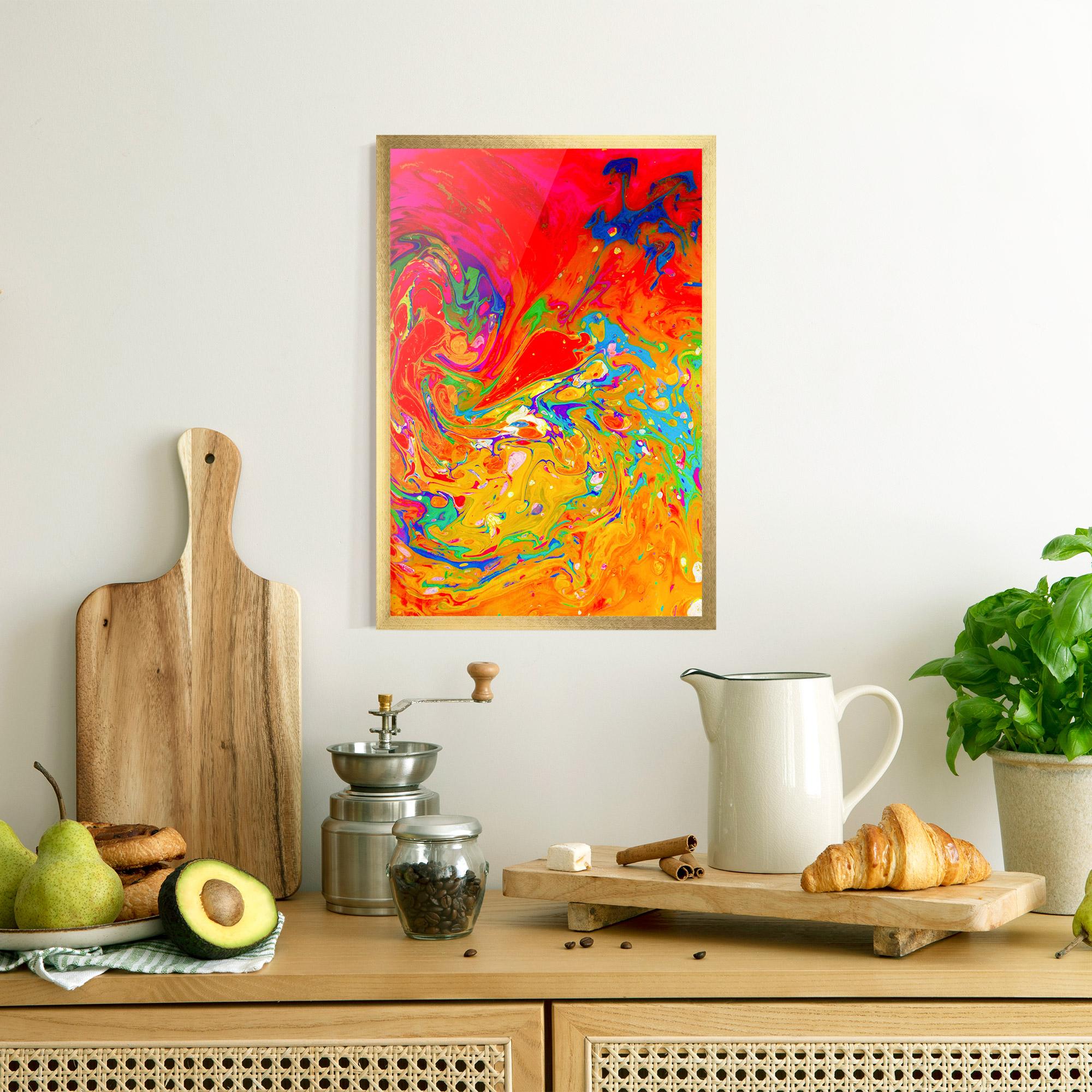 Poster Înrămat Marbling Orange Art mockup 8