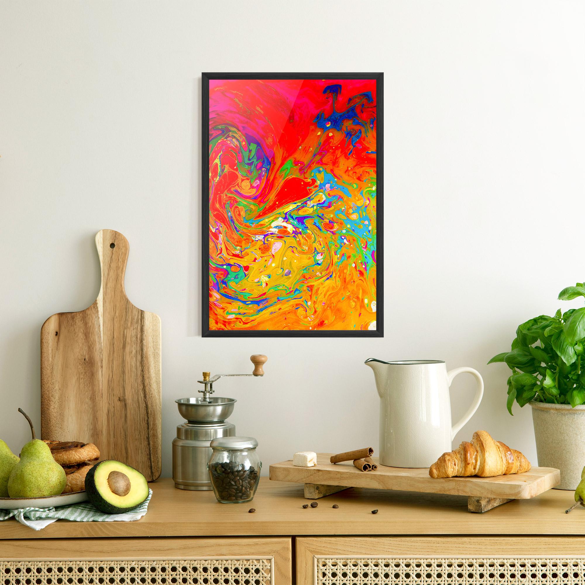 Poster Înrămat Marbling Orange Art mockup 8