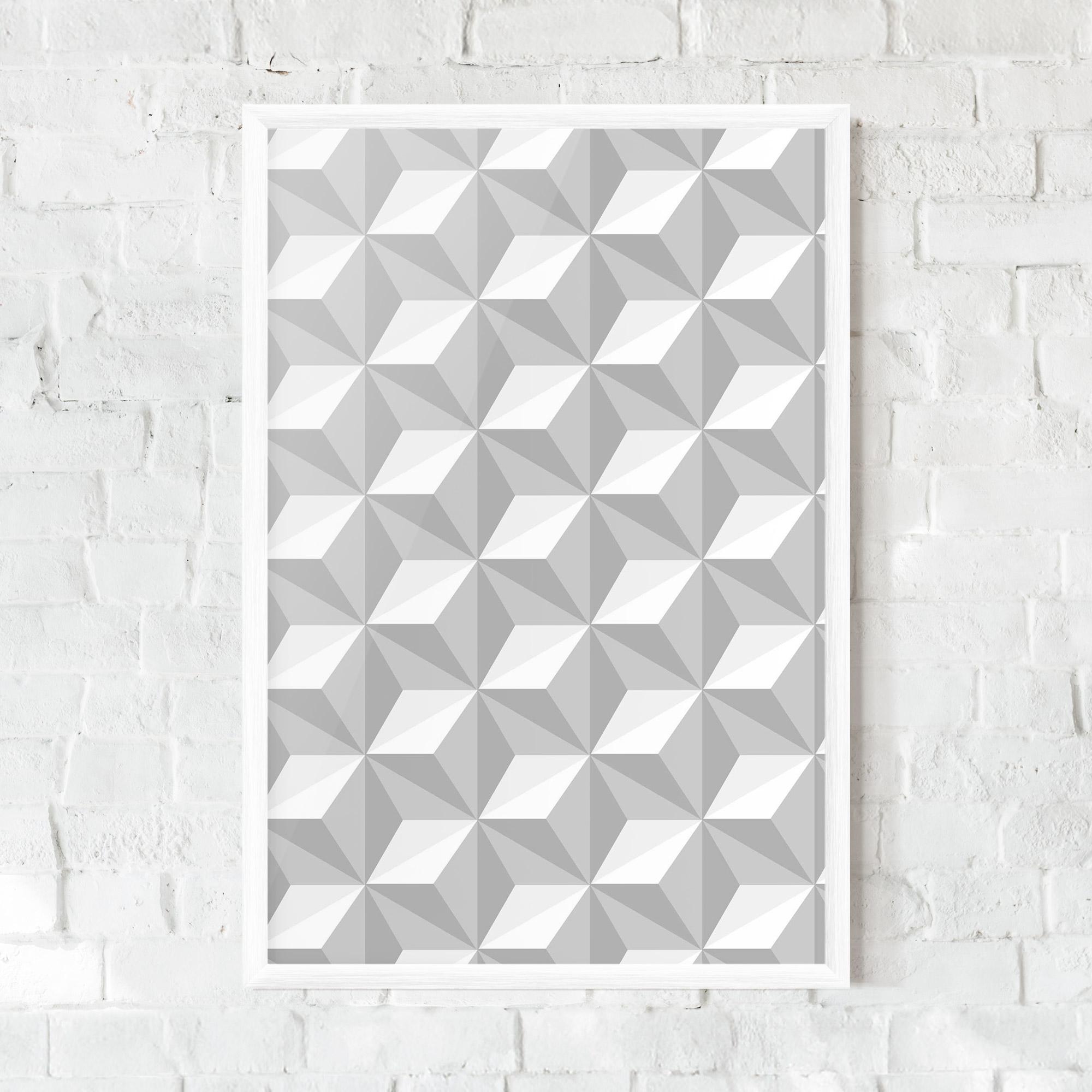 Poster Înrămat White Triangle Pattern mockup 0