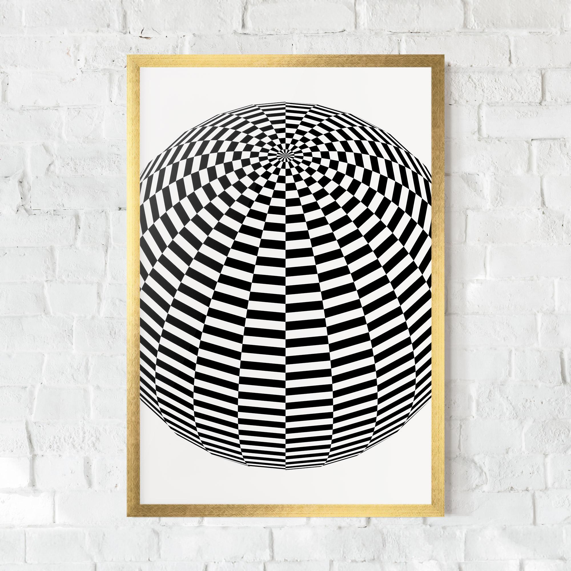 Poster Înrămat 3d Black White Ball mockup 0