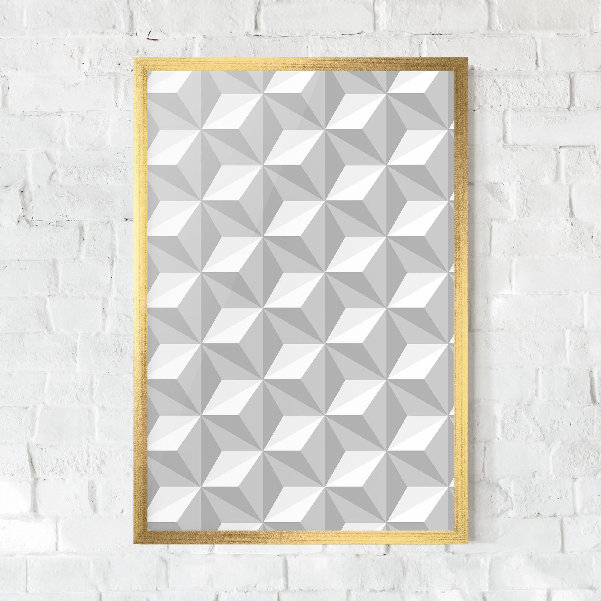 Poster Înrămat White Triangle Pattern mockup 0