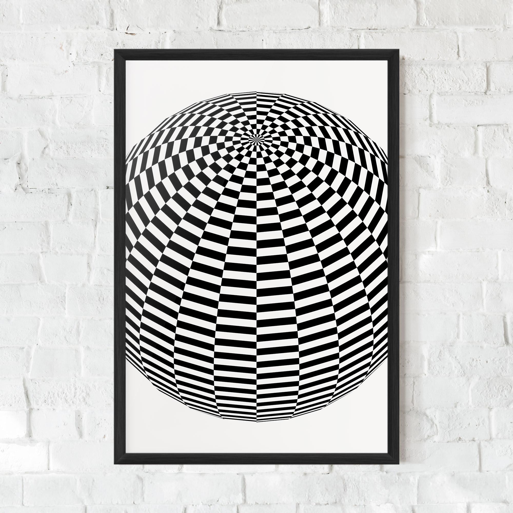 Poster Înrămat 3d Black White Ball mockup 0