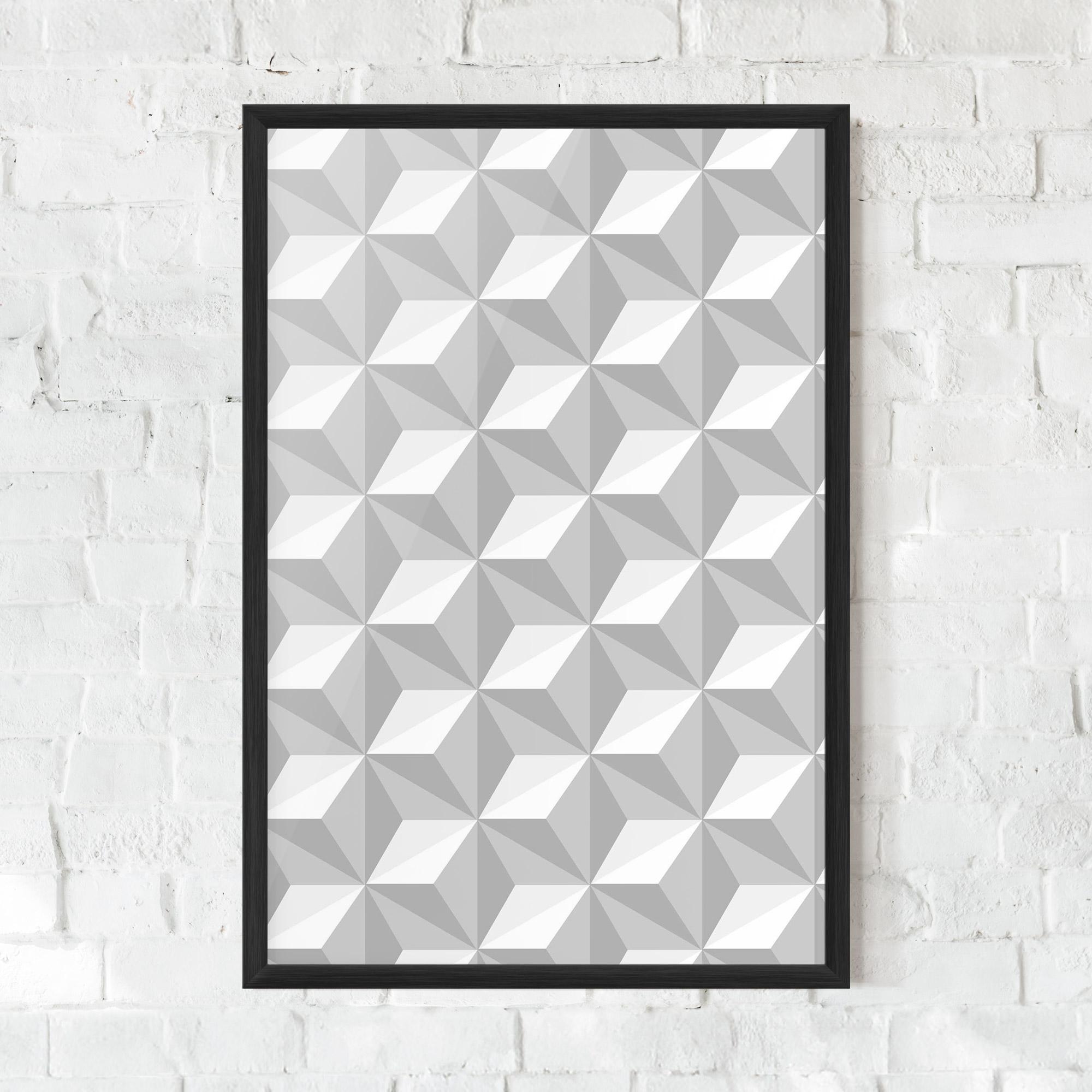 Poster Înrămat White Triangle Pattern mockup 0