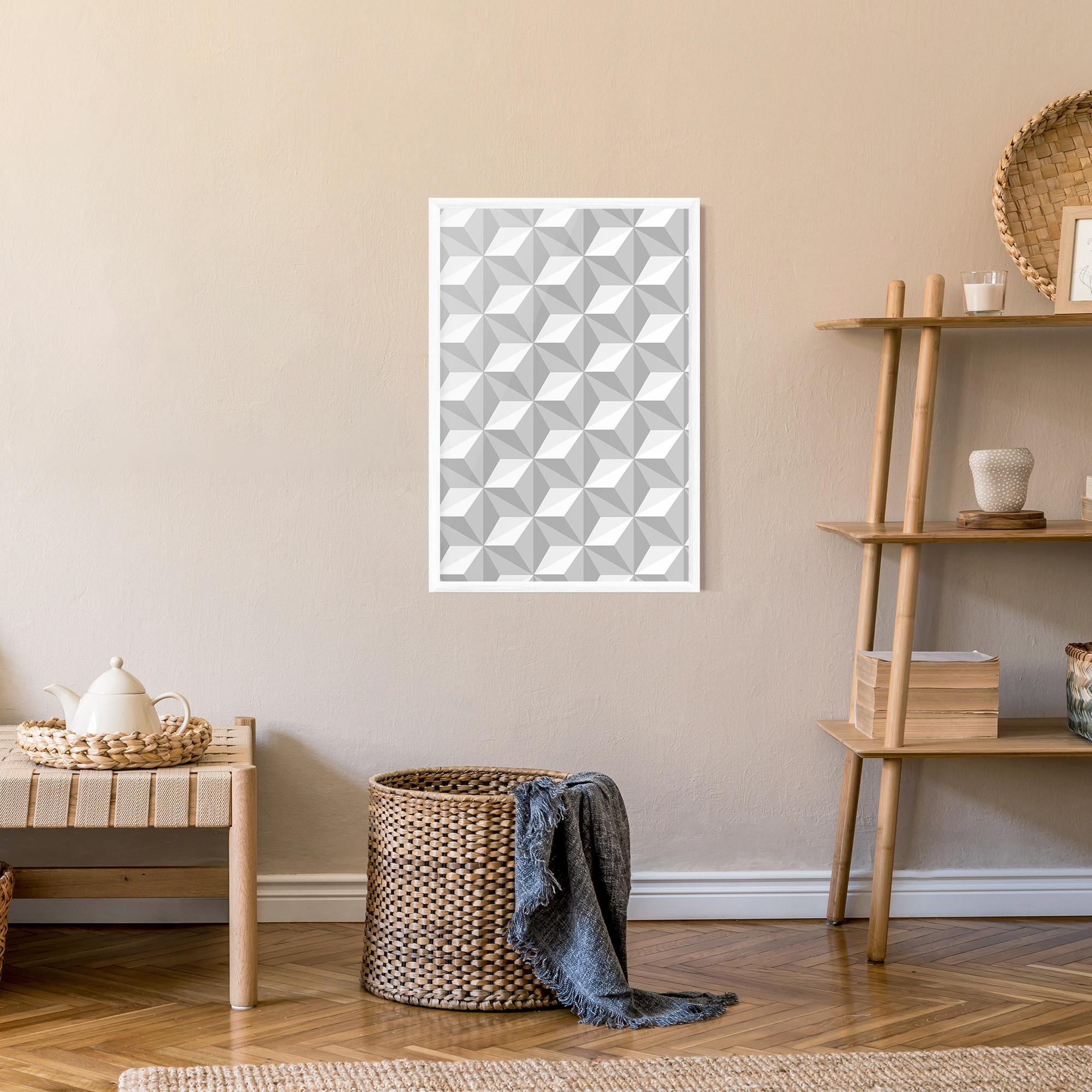 Poster Înrămat White Triangle Pattern mockup 9