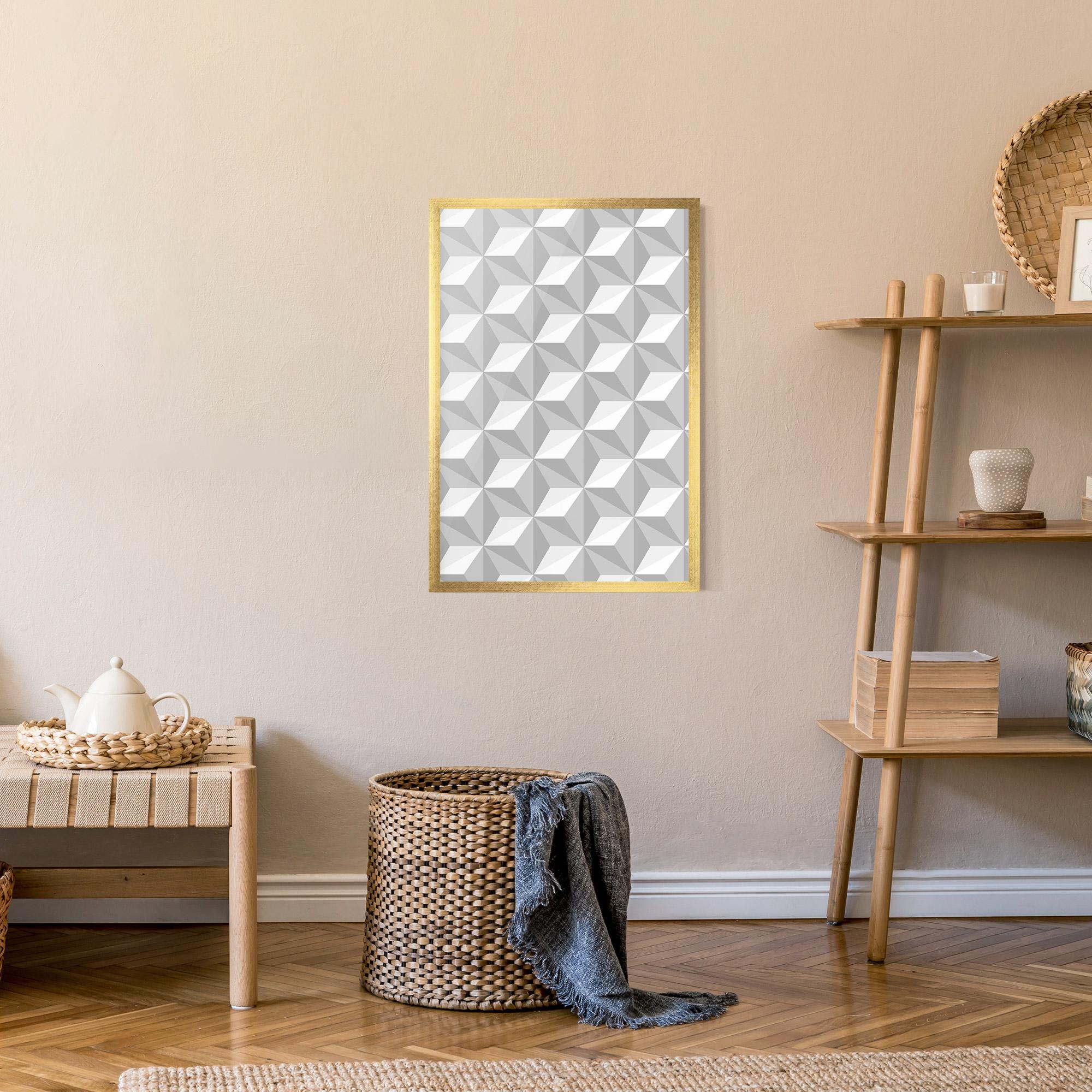 Poster Înrămat White Triangle Pattern mockup 9