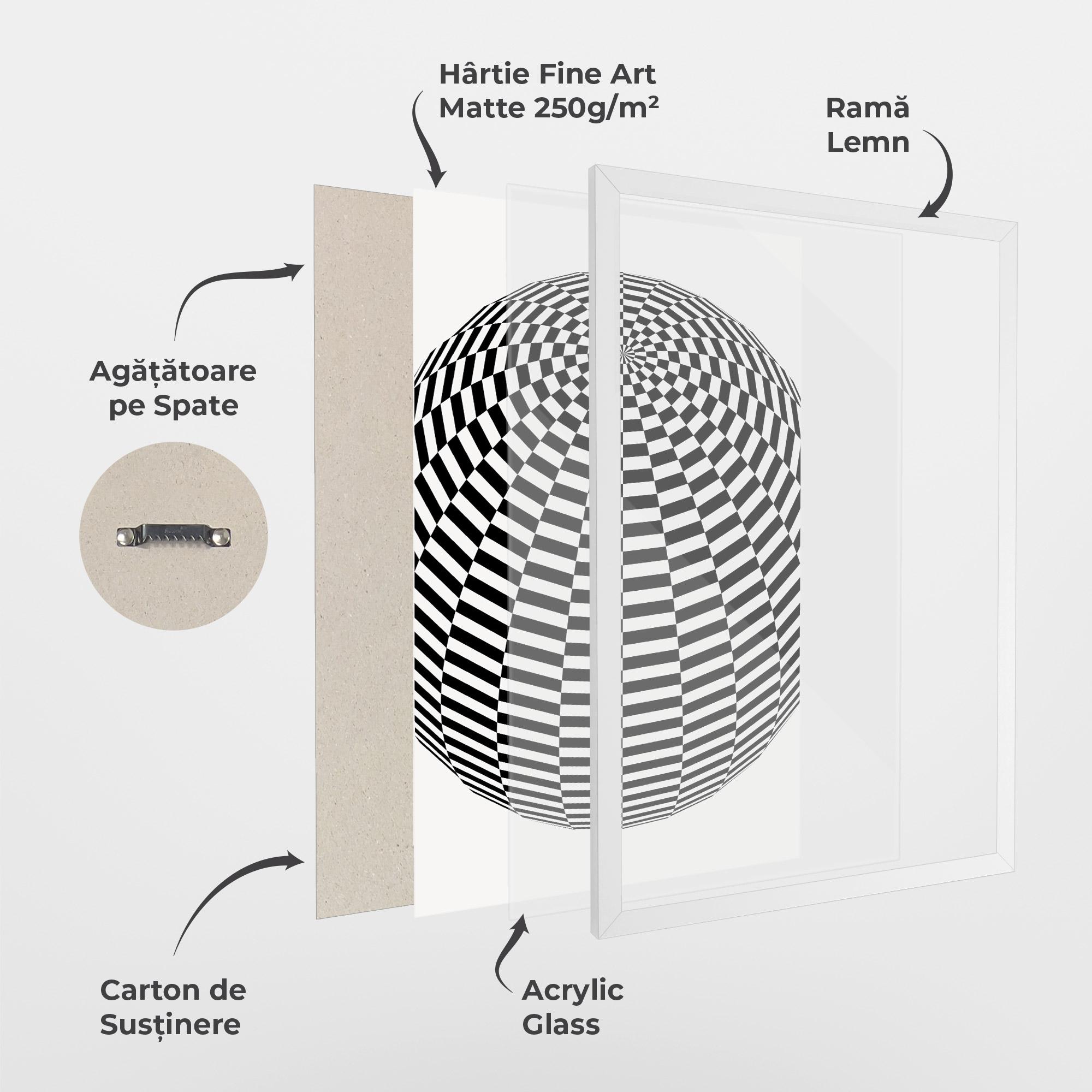 Poster Înrămat 3d Black White Ball mockup 1