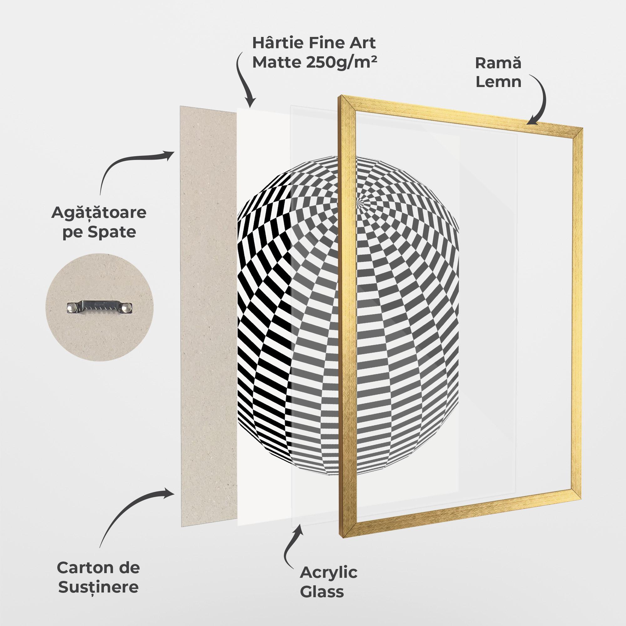 Poster Înrămat 3d Black White Ball mockup 1