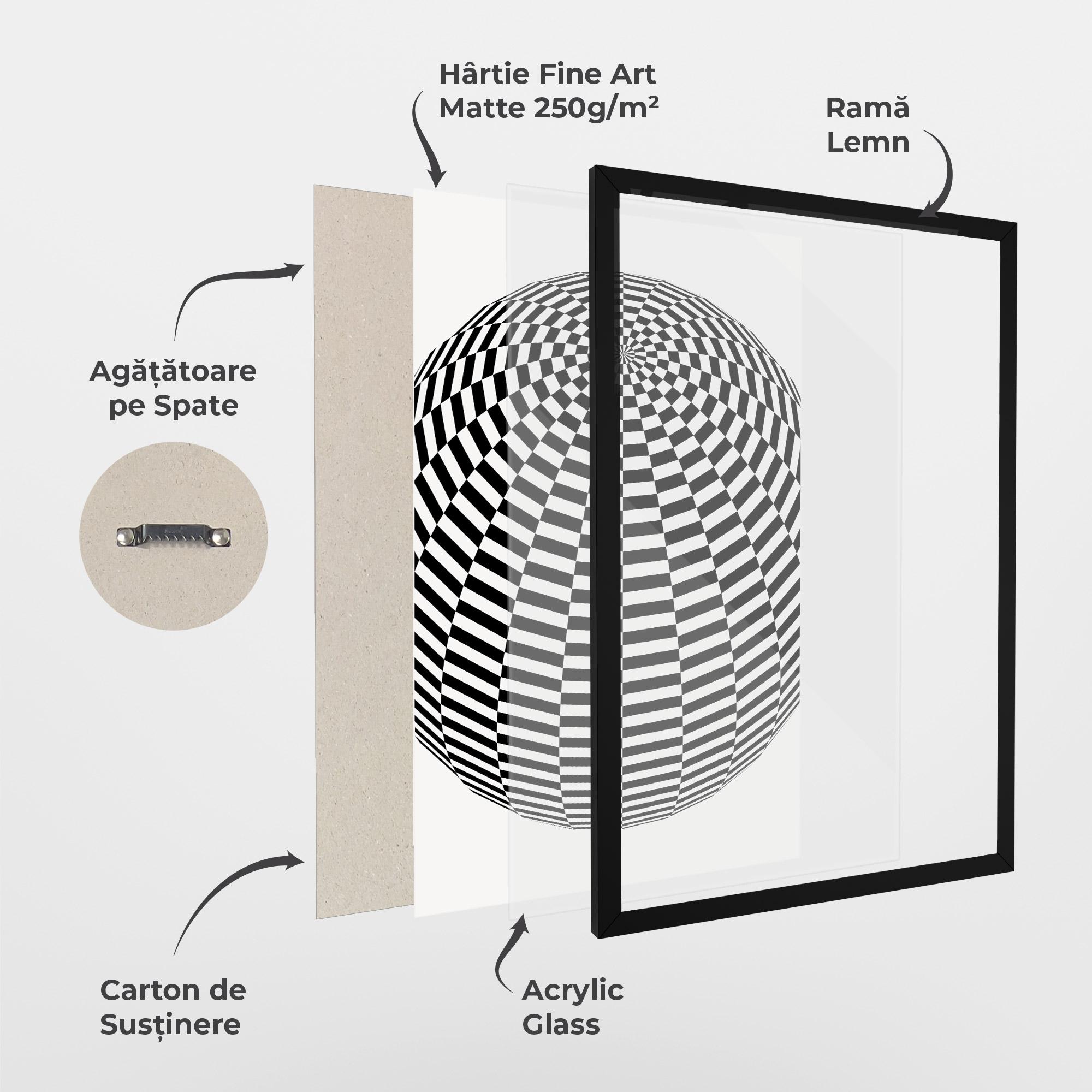 Poster Înrămat 3d Black White Ball mockup 1