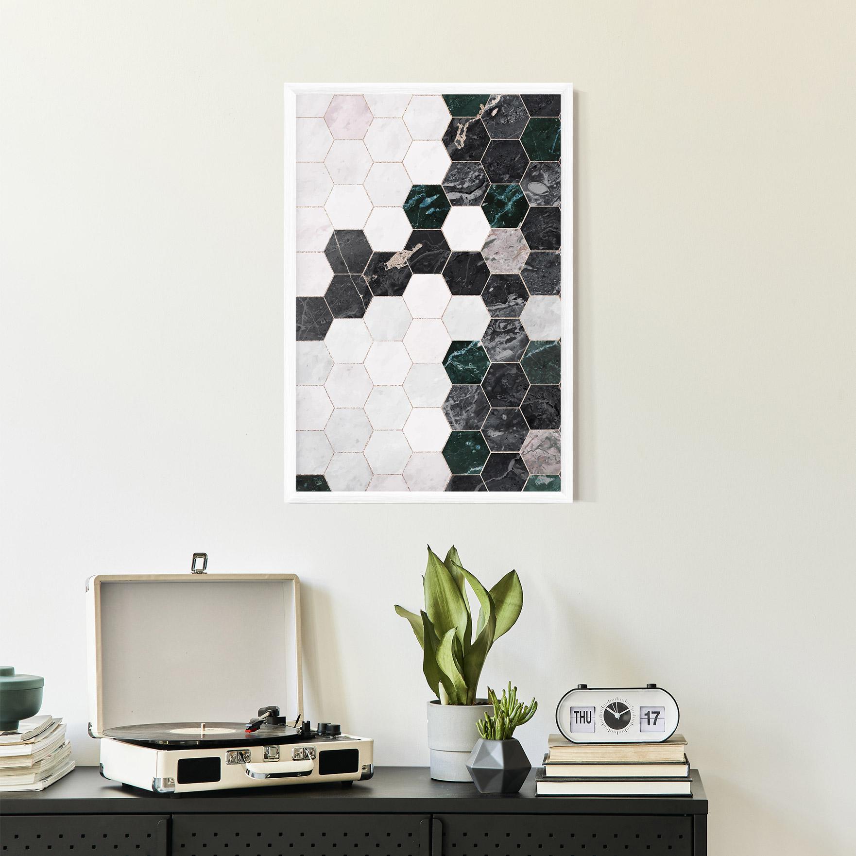 Poster Înrămat Green Hexagon mockup 2
