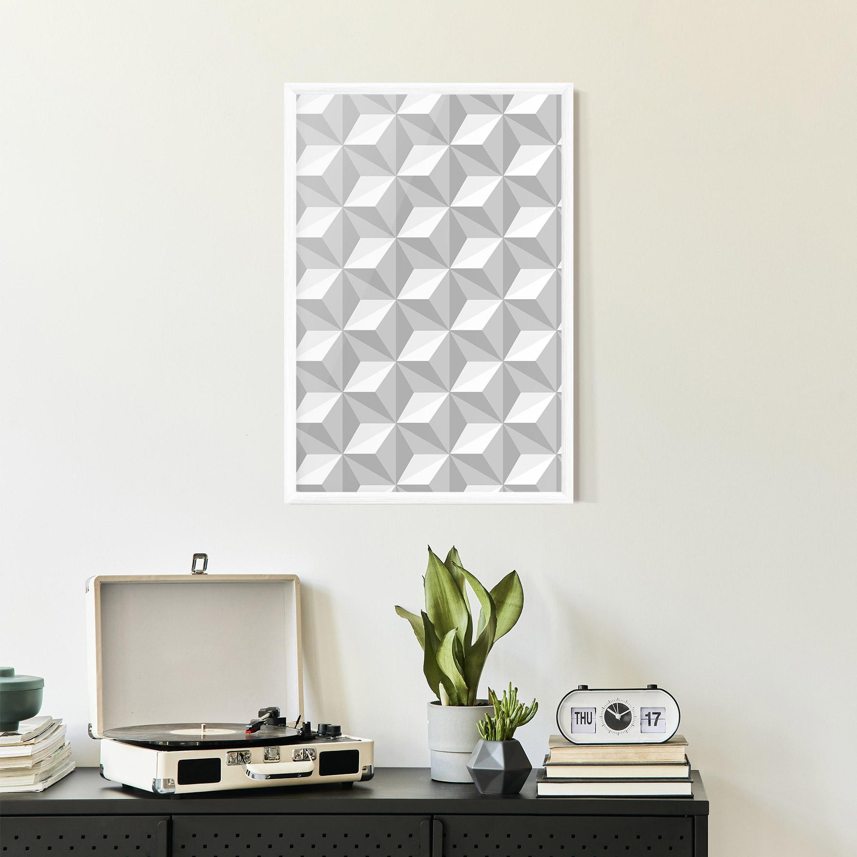 Poster Înrămat White Triangle Pattern mockup 2