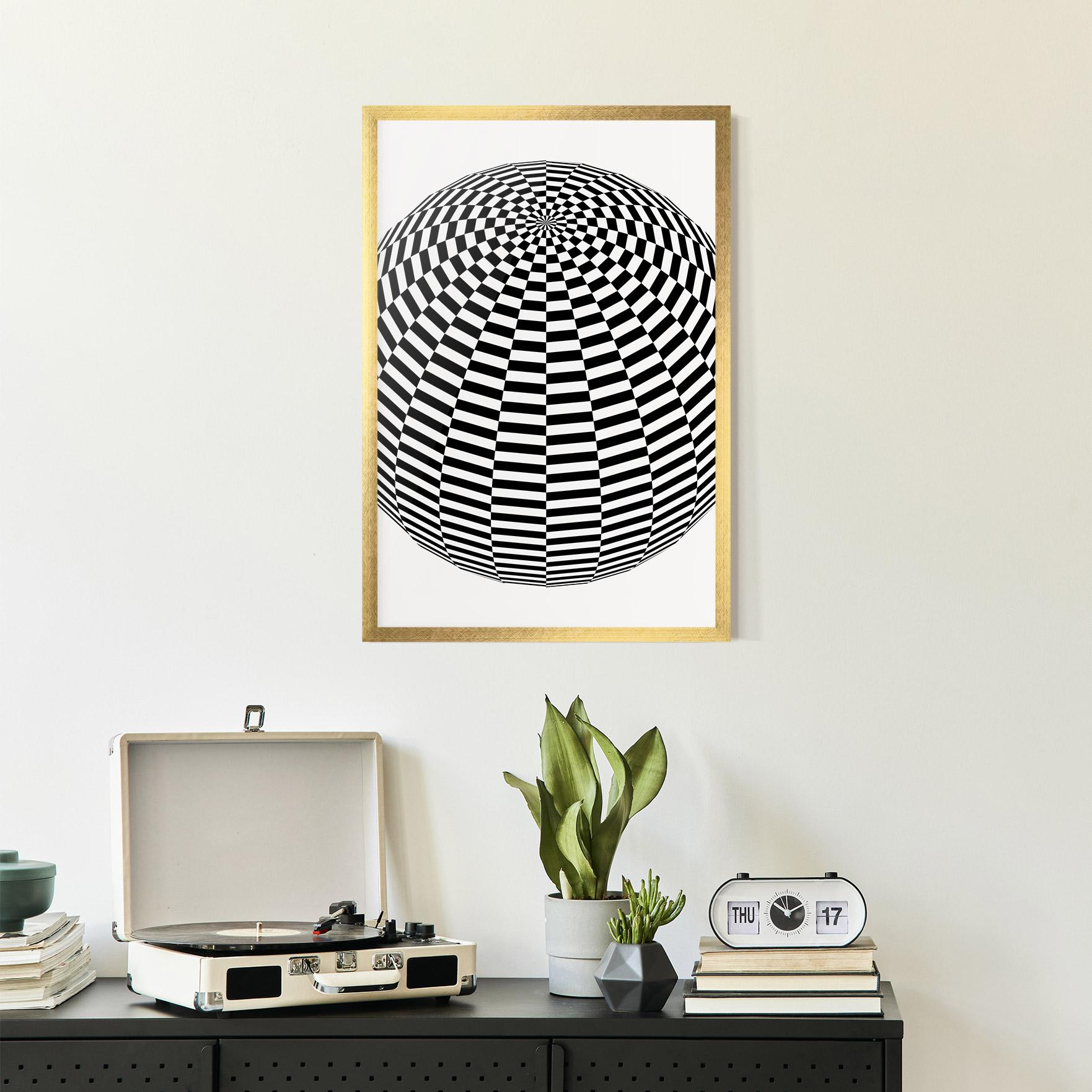 Poster Înrămat 3d Black White Ball mockup 2