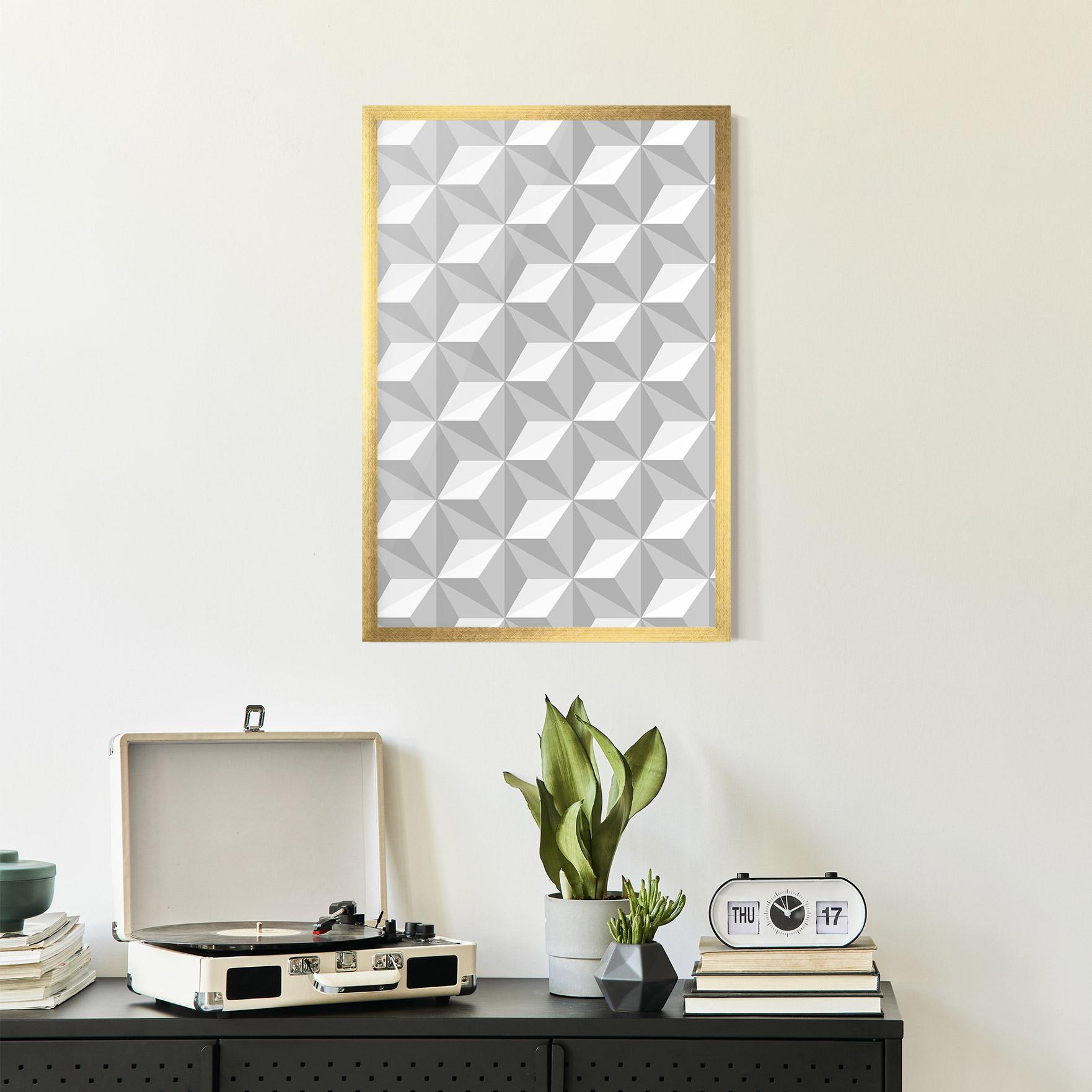 Poster Înrămat White Triangle Pattern mockup 2
