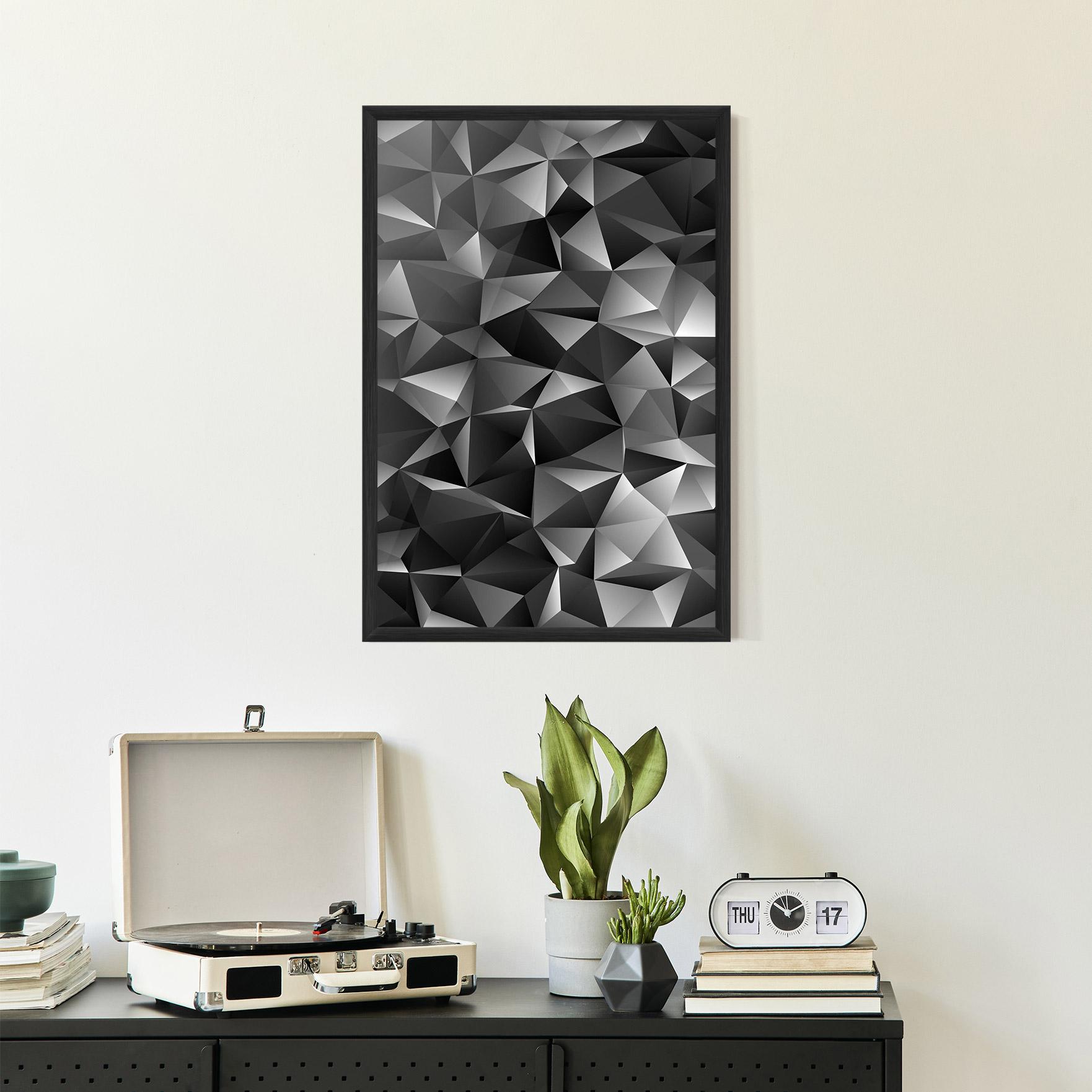 Poster Înrămat Black Triangle Pattern mockup 2