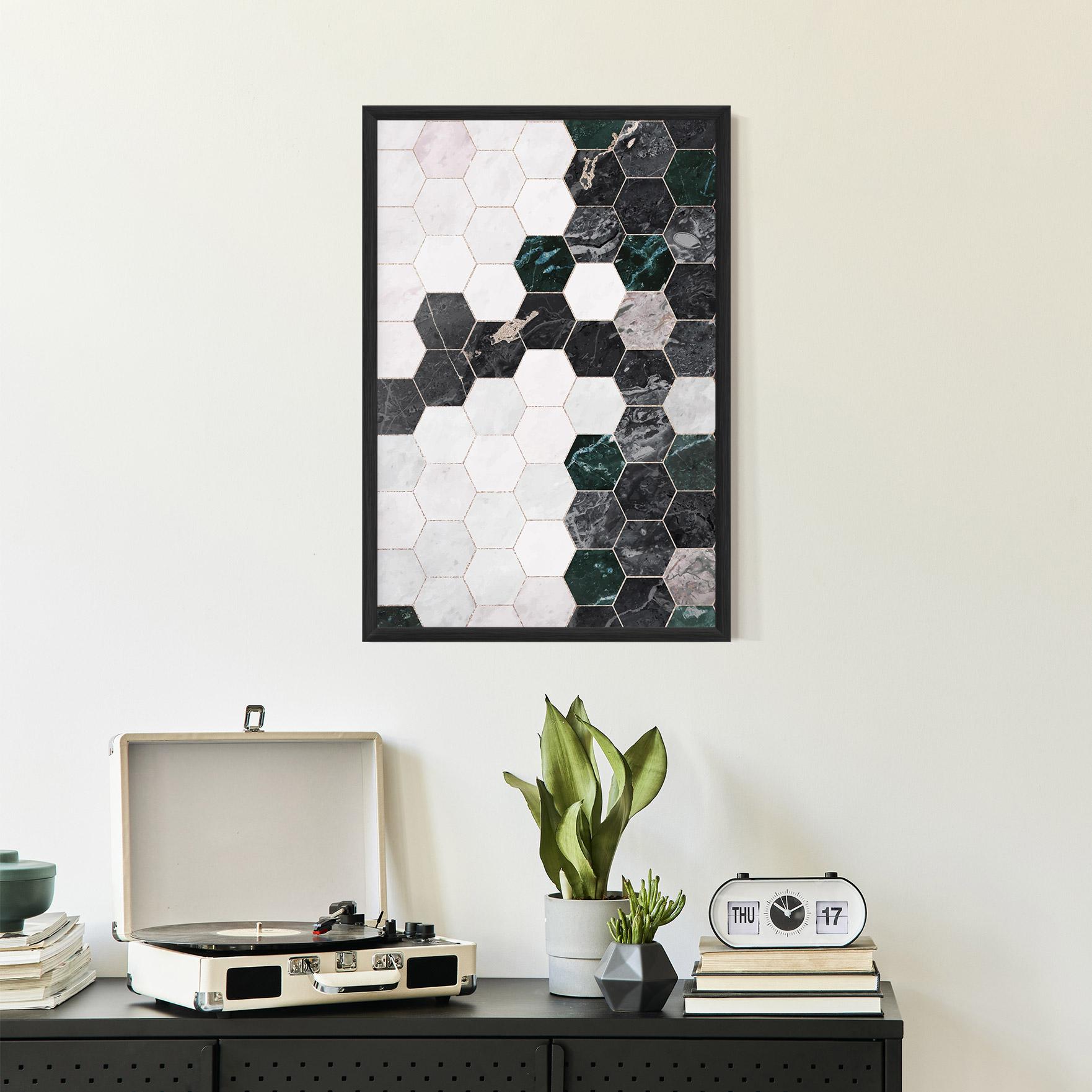 Poster Înrămat Green Hexagon mockup 2